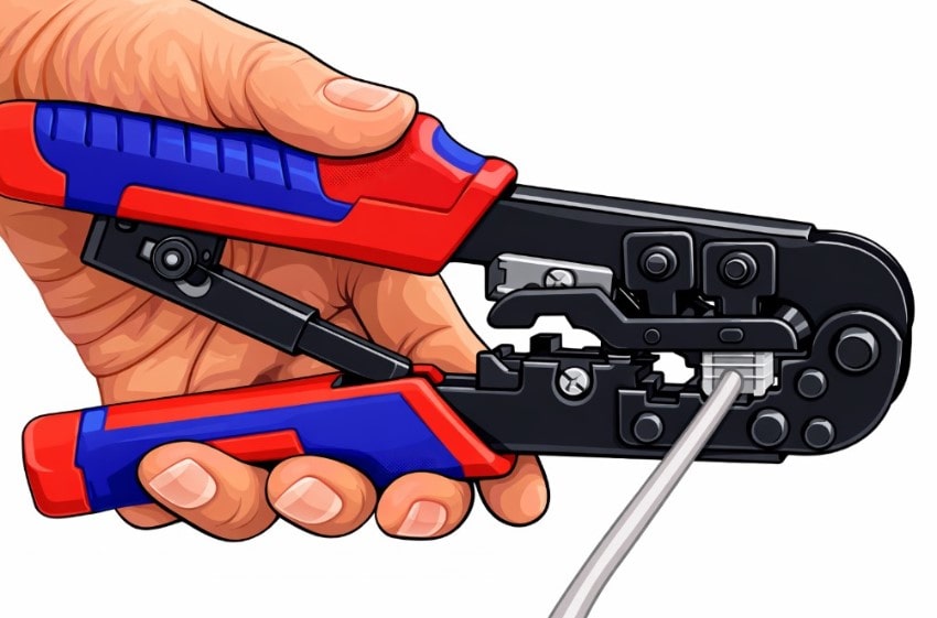 обжатие RJ-45 кримпером обжатие RJ-45 кримпером