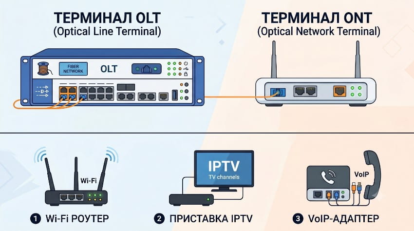 оборудования для подключения к интернету по технологии xPON