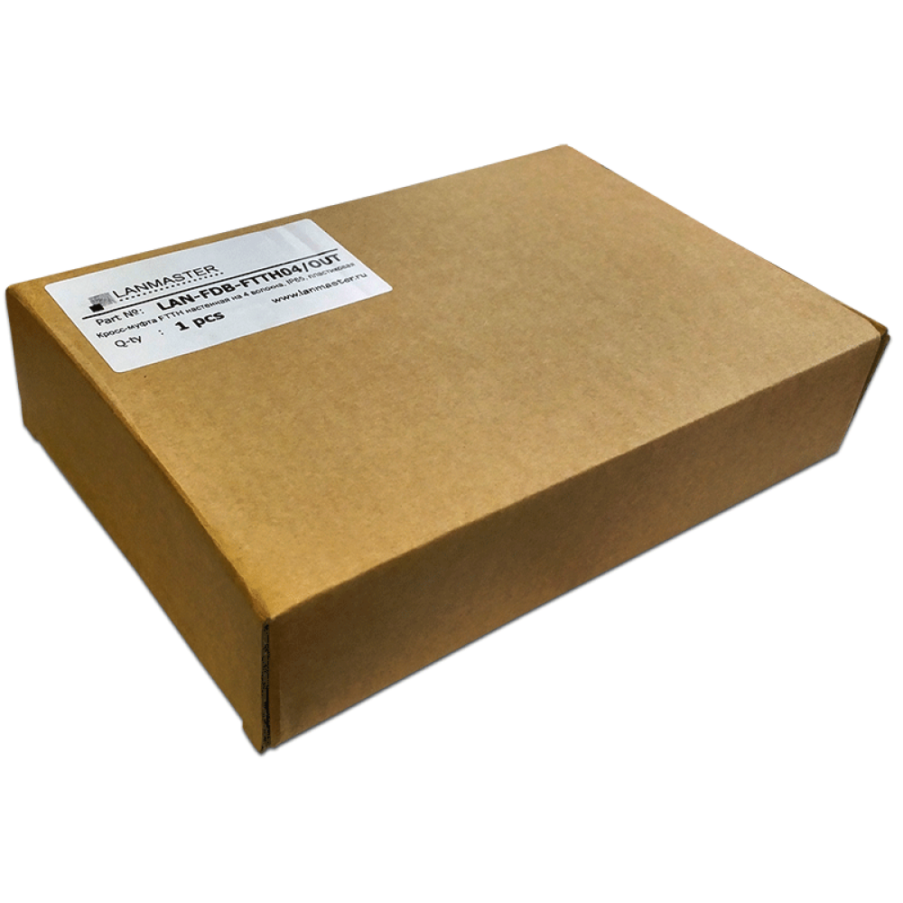 Настенный распределительный бокс на 4 волокна, наружной установки, IP65__