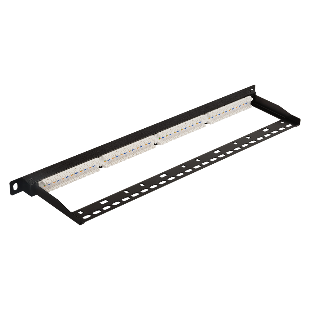 Патч-панель 19" компактная, неэкранированная, 24 порта RJ45, кат.6A, 0.5U, с задним органайзером__