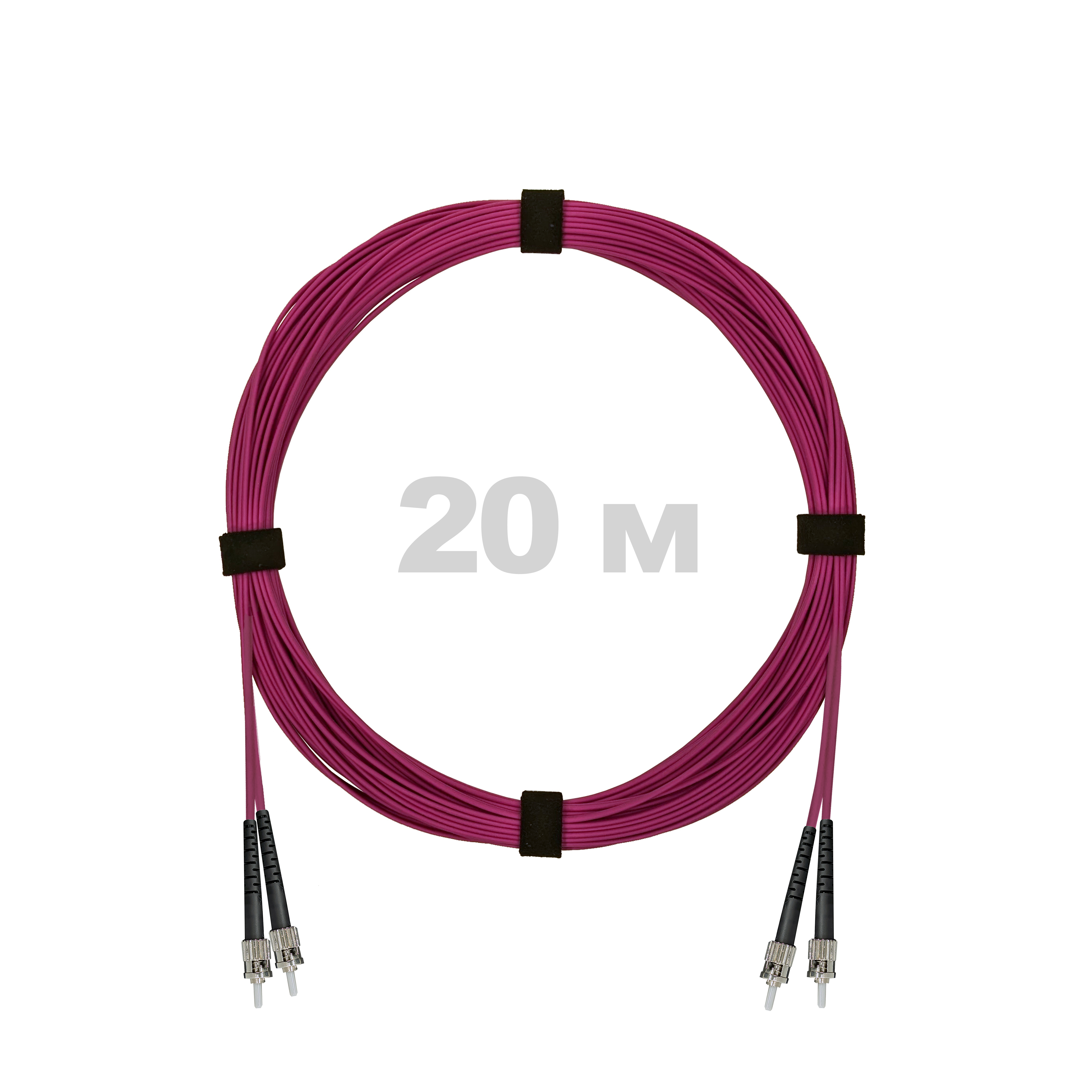 Патч-корд оптический ST/PC-ST/PC MM (OM4) 2mm duplex LSZH,  20 м.