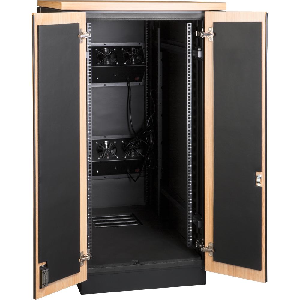 Шкаф LANMASTER SOUNDPROOF звукоизолированный 24U 750x1130 мм, отделка под дерево, цвет лиственница__