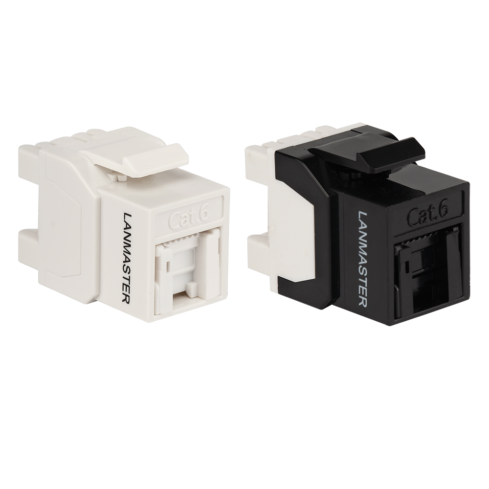 Модуль Keystone, RJ45, неэкранированный, кат.6, со встроенной шторкой, 180 градусов, черный