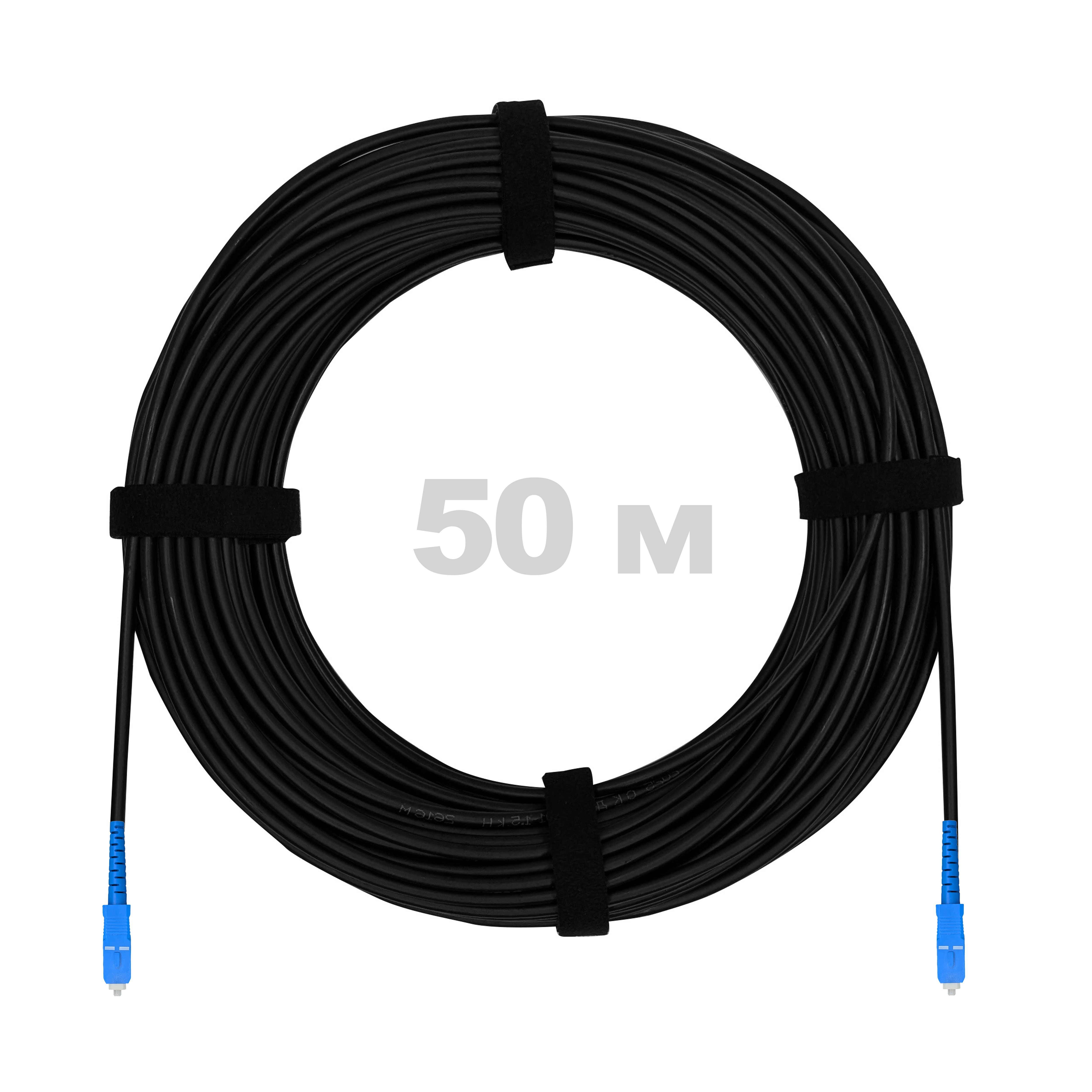 Патч-корд самонесущий дроп круглый, диэлектрик FRP, G.657, 3кН 2SC/UPC, черный, 50 м