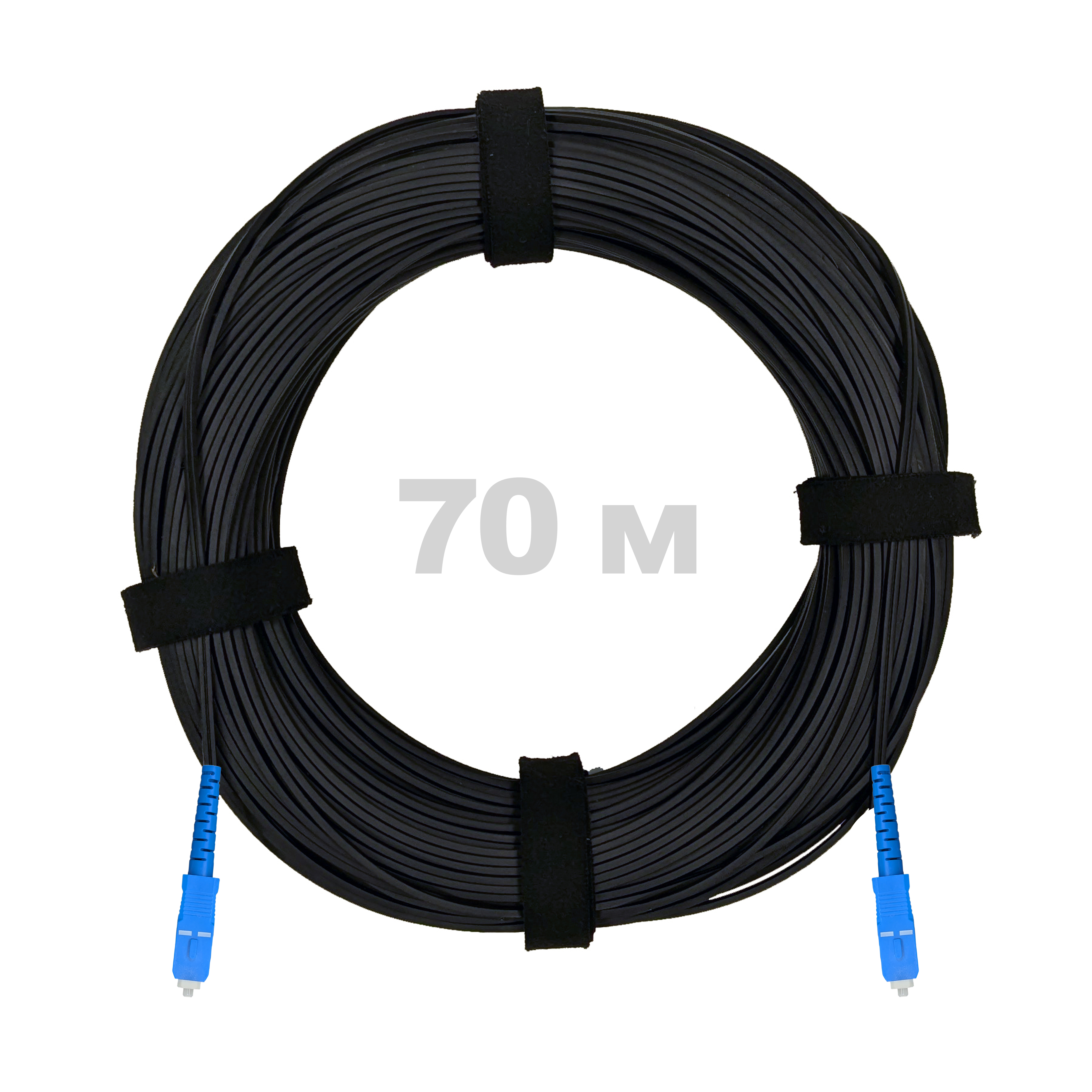 Патч-корд оптический FTTH диэлектрик FRP, G.657 LSZH 2SC/UPC, черный 70 м.
