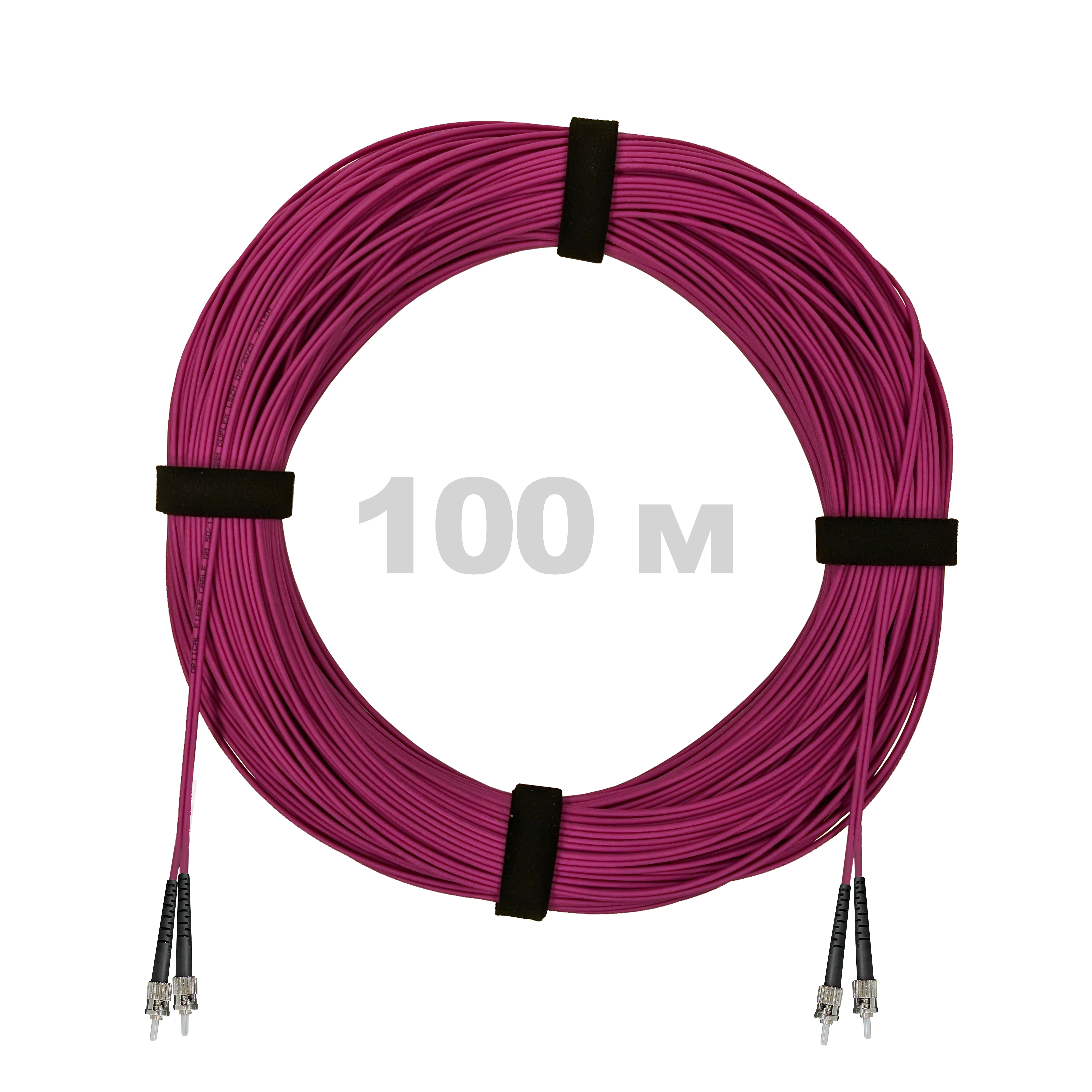 Патч-корд оптический ST/PC-ST/PC MM (OM4) 2mm duplex LSZH,  100 м.