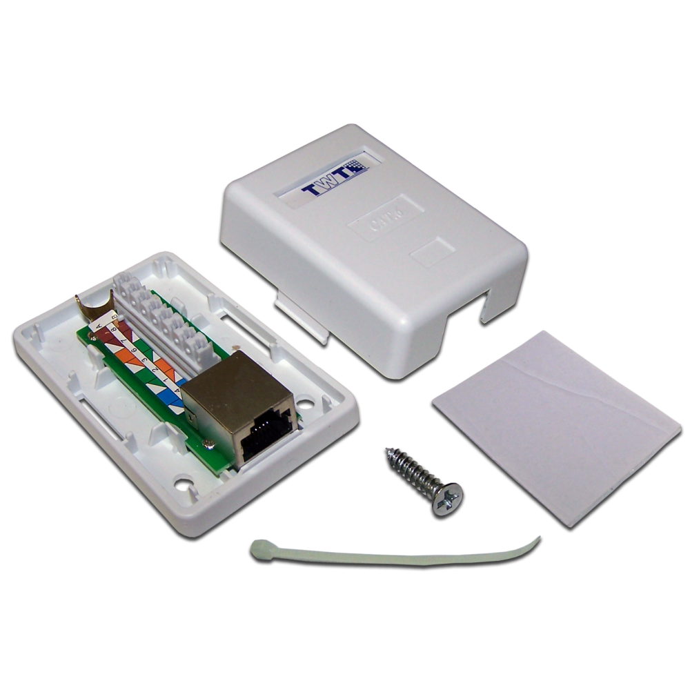 Настенная розетка, 1 порт RJ-45 категории 6, STP, белая