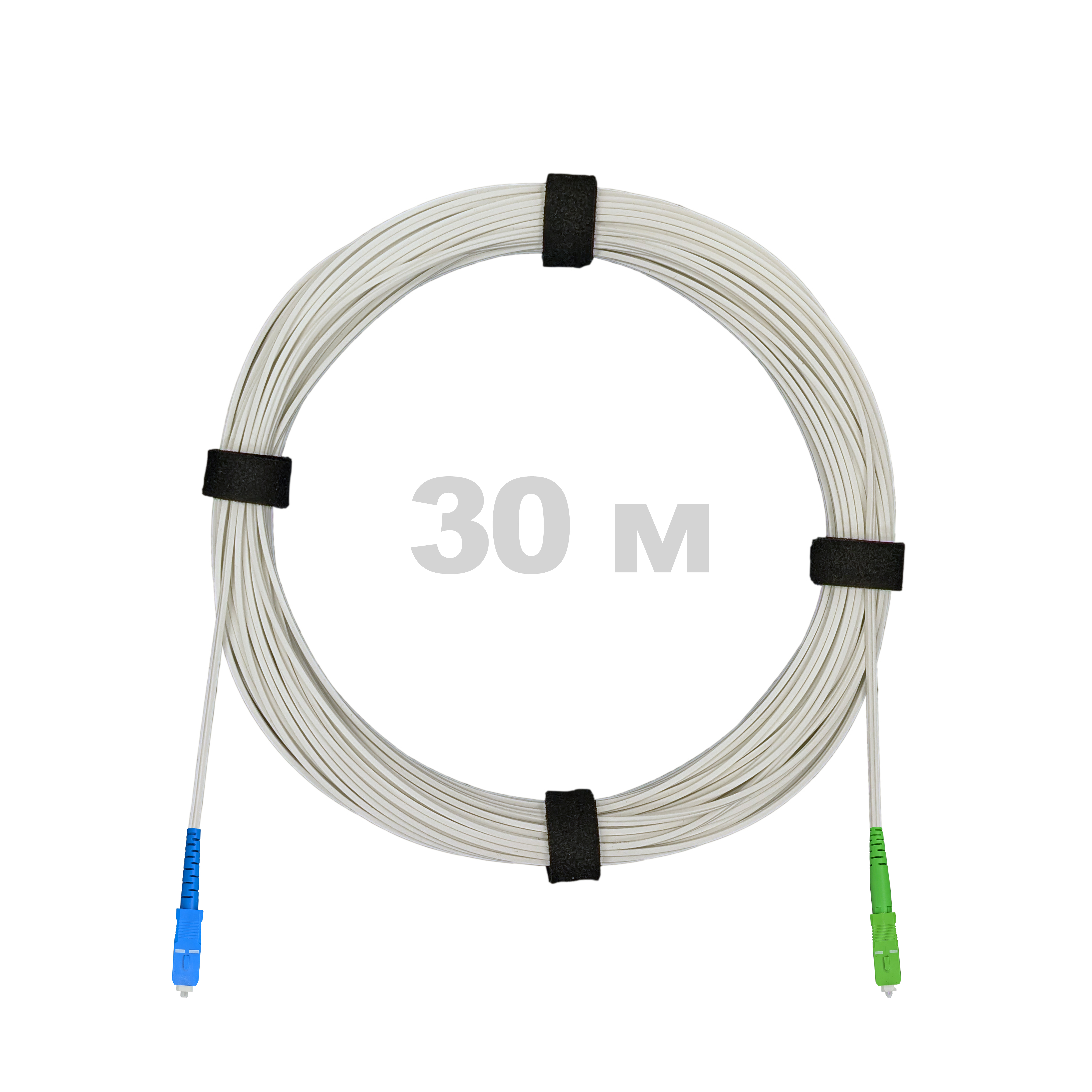 Патч-корд оптический FTTH, диэлектрик FRP, G.657, LSZH, SC/APC-SC/UPC, белый 30 м