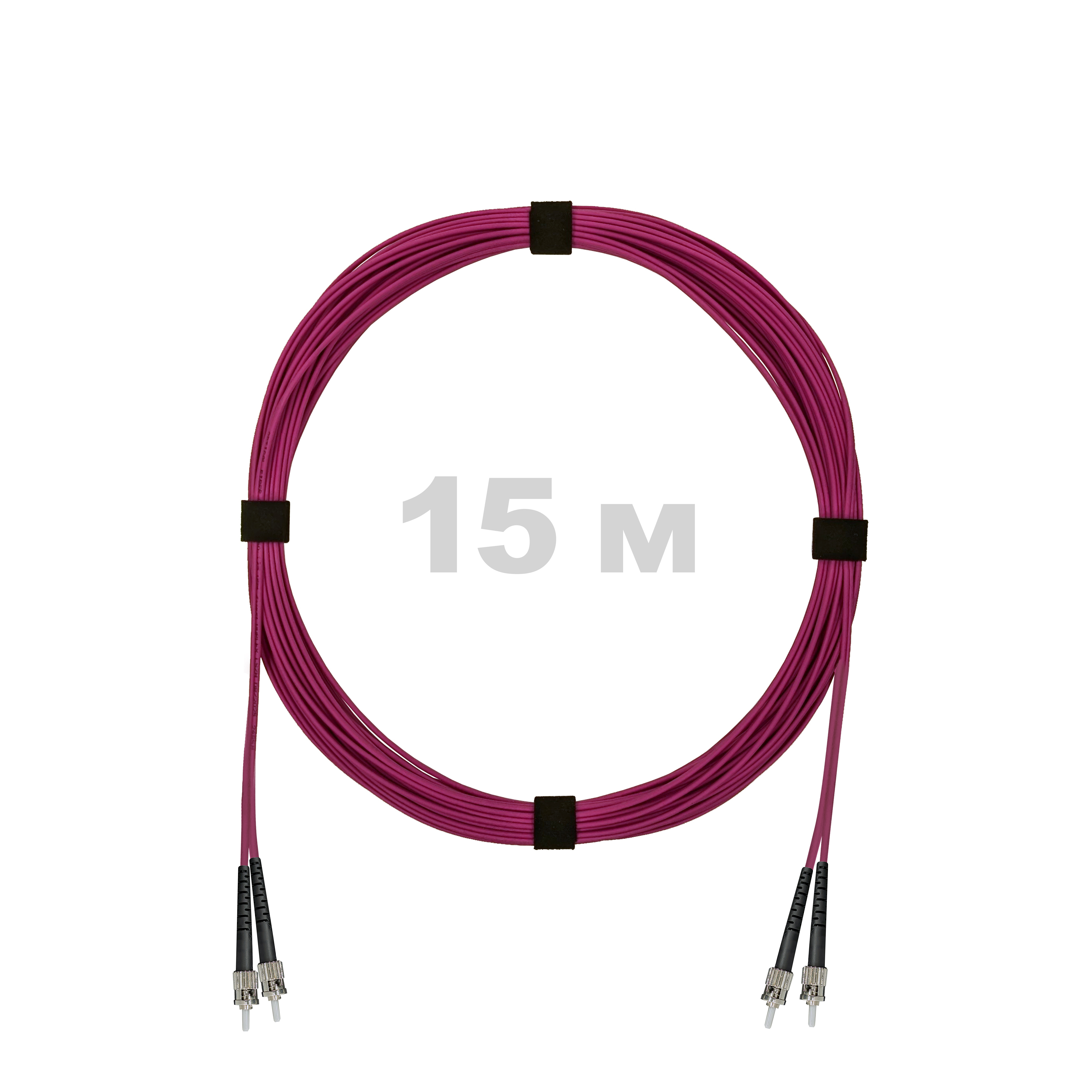 Патч-корд оптический ST/PC-ST/PC MM (OM4) 2mm duplex LSZH,  15 м.