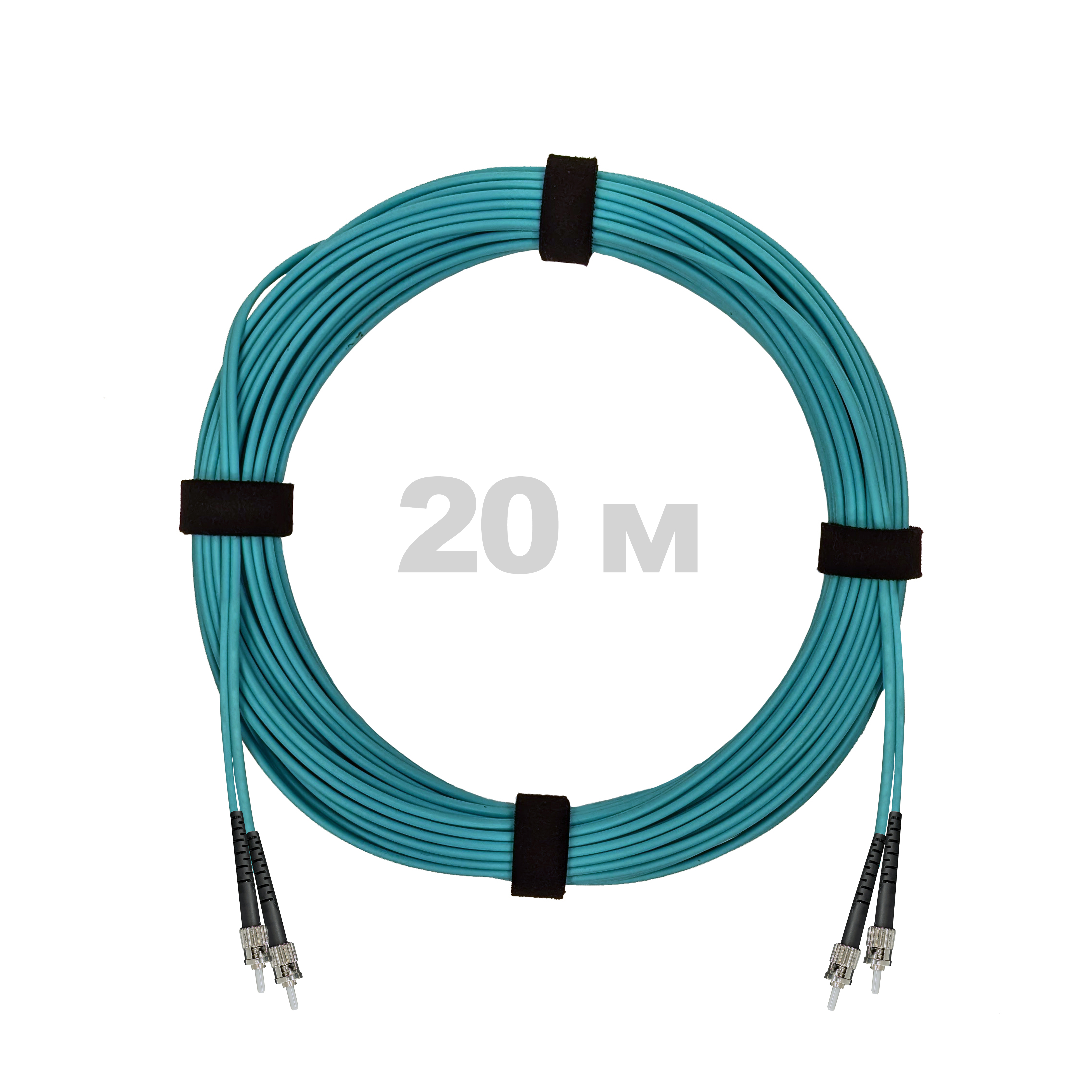 Патч-корд оптический ST/PC-ST/PC MM (OM3) 2mm duplex LSZH,  20 м.