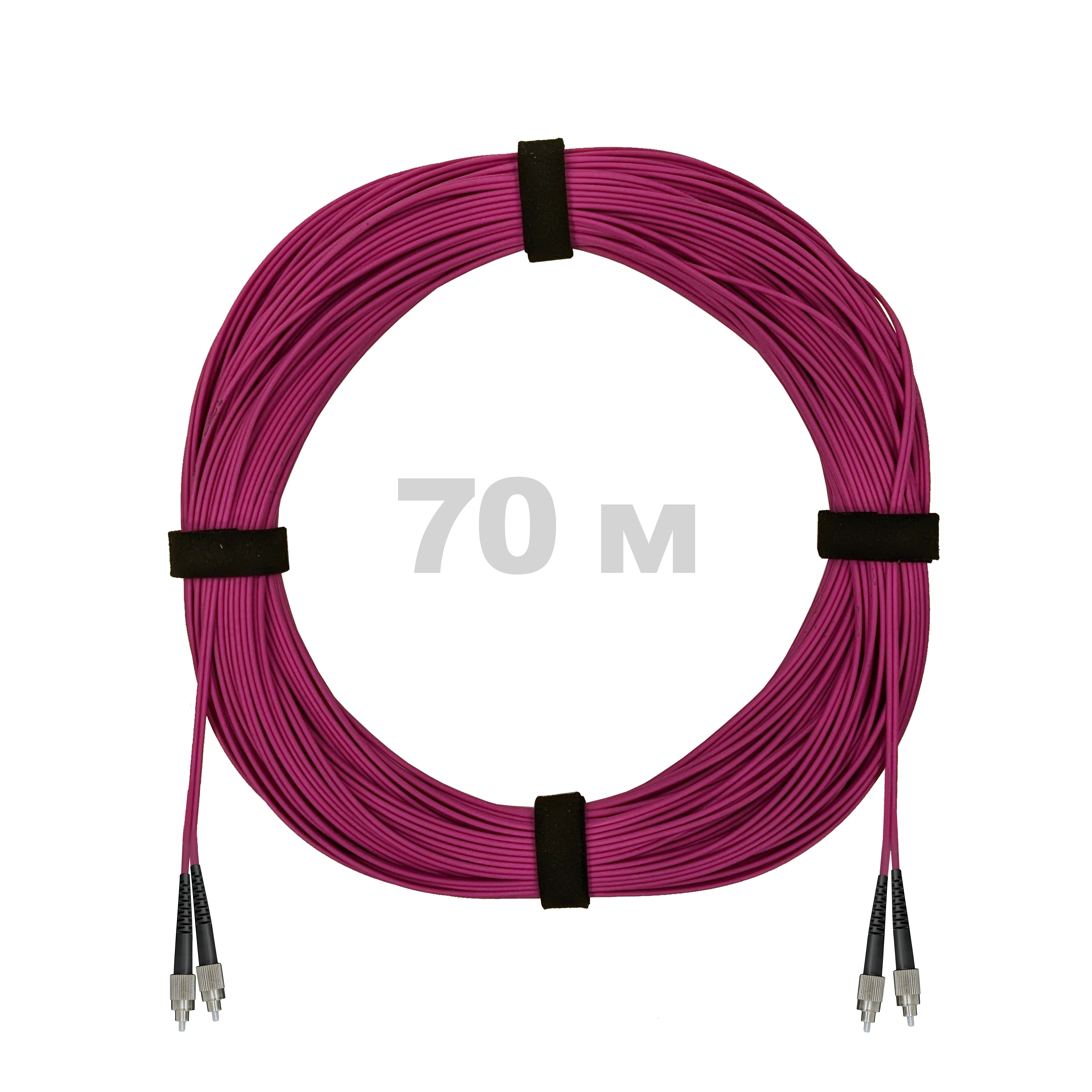 Патч-корд оптический FC/UPC-FC/UPC MM (OM4) 3mm duplex LSZH,  70 м.