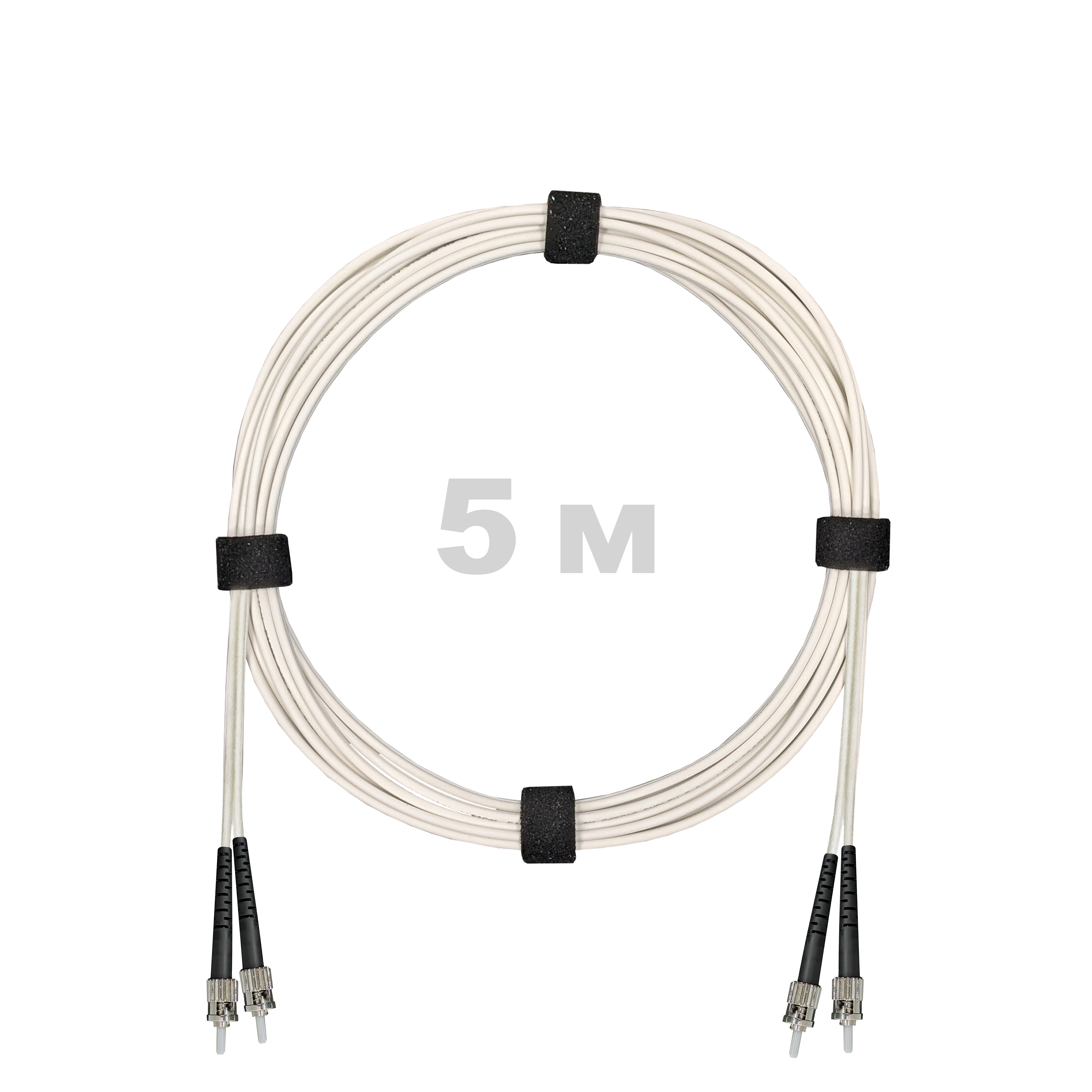 Патч-корд оптический армированный бронированный ST/PC-ST/PC SM (G.657A1) Duplex 2.0mm LSZH, ,белый, 5 м.