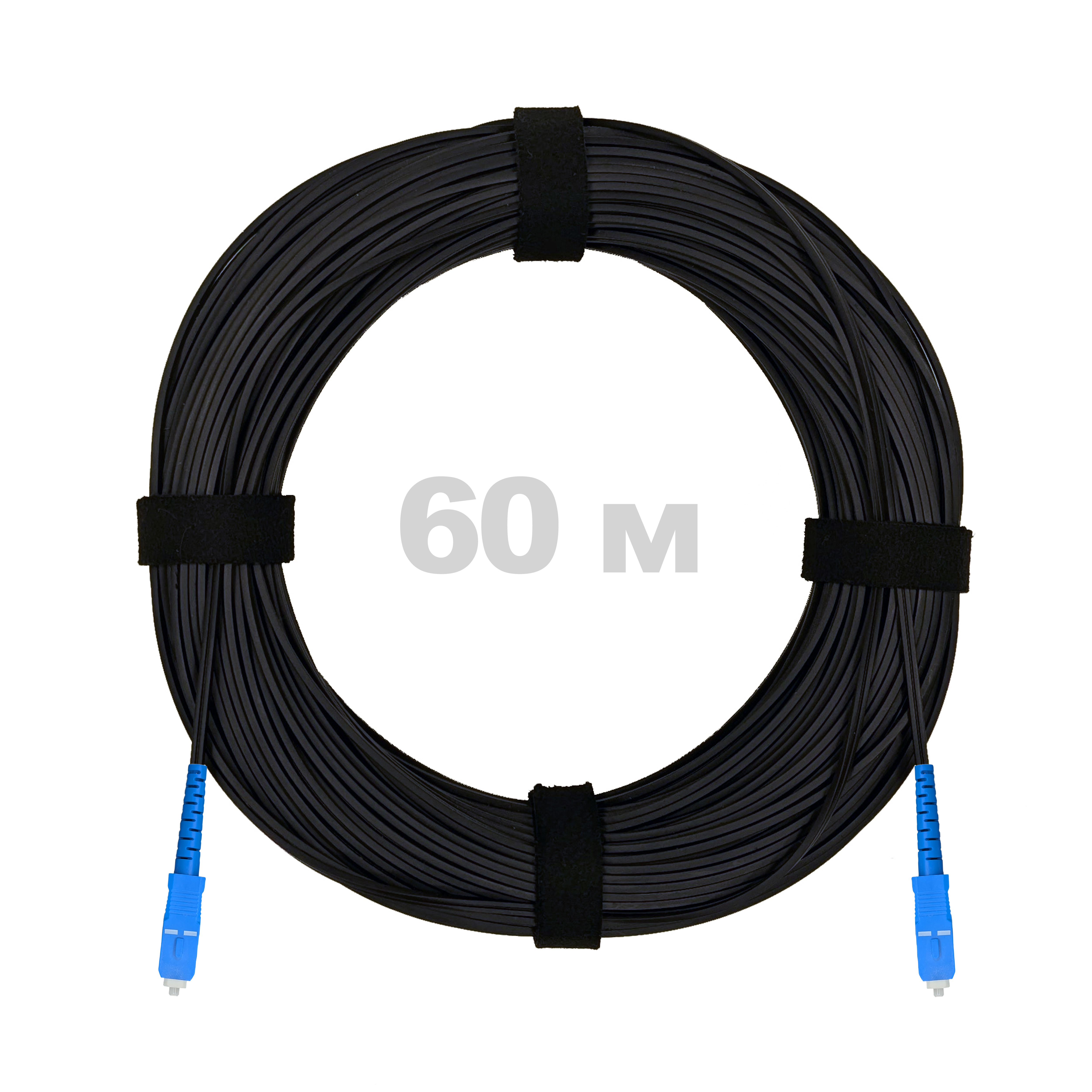 Патч-корд оптический FTTH диэлектрик FRP, G.657 LSZH 2SC/UPC, черный 60 м.