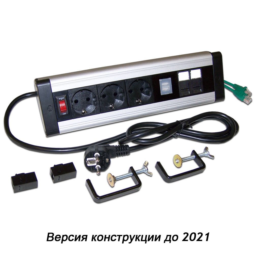 Блок розеток: 3 эл. модуля, 2 USB модуля, 2 порта кат.6__