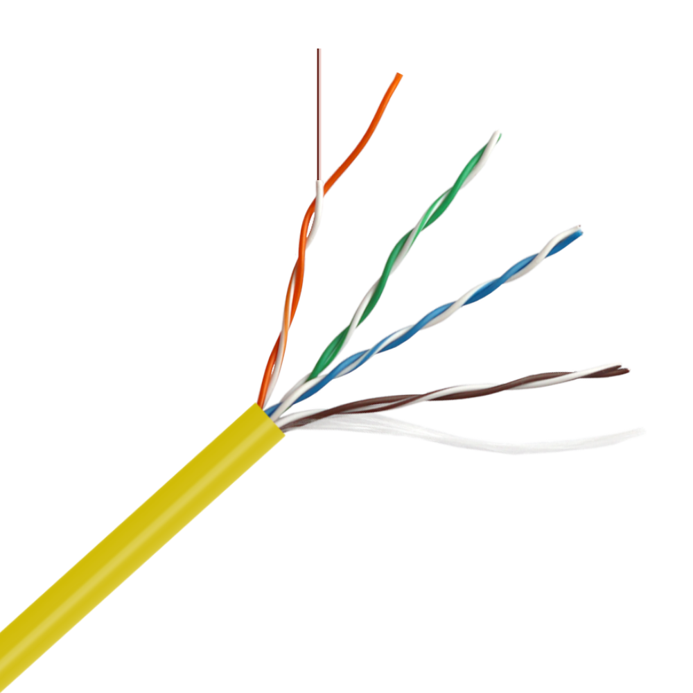 Кабель UTP, 4 пары, Кат. 5e, LSZH, желтый, 305м в кат., LANMASTER LAN-5EUTP-LSZH-YL