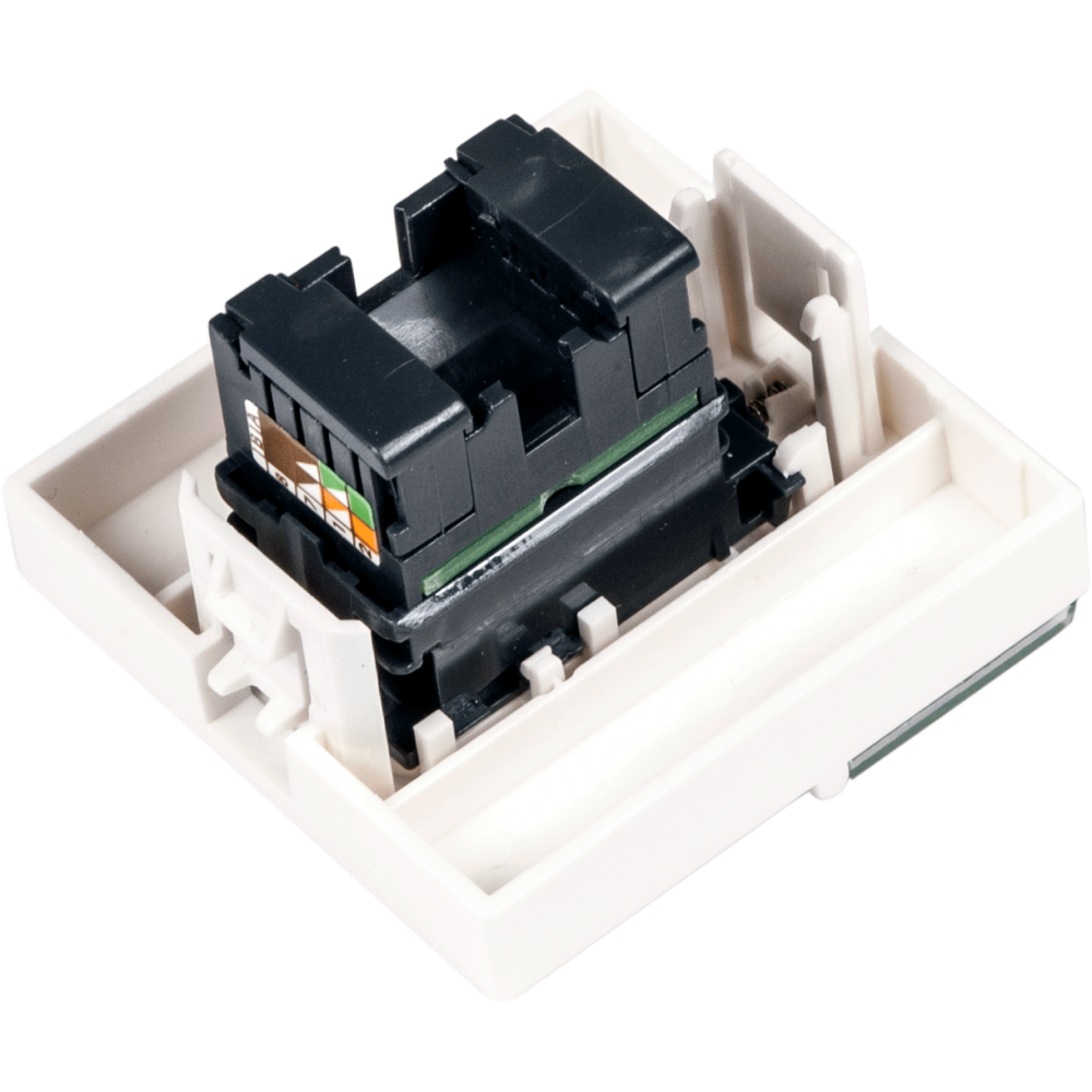 Вставка Mosaic 45x45, RJ-45 UTP, кат.6, со шторкой и увеличенным окном маркировки, белая__