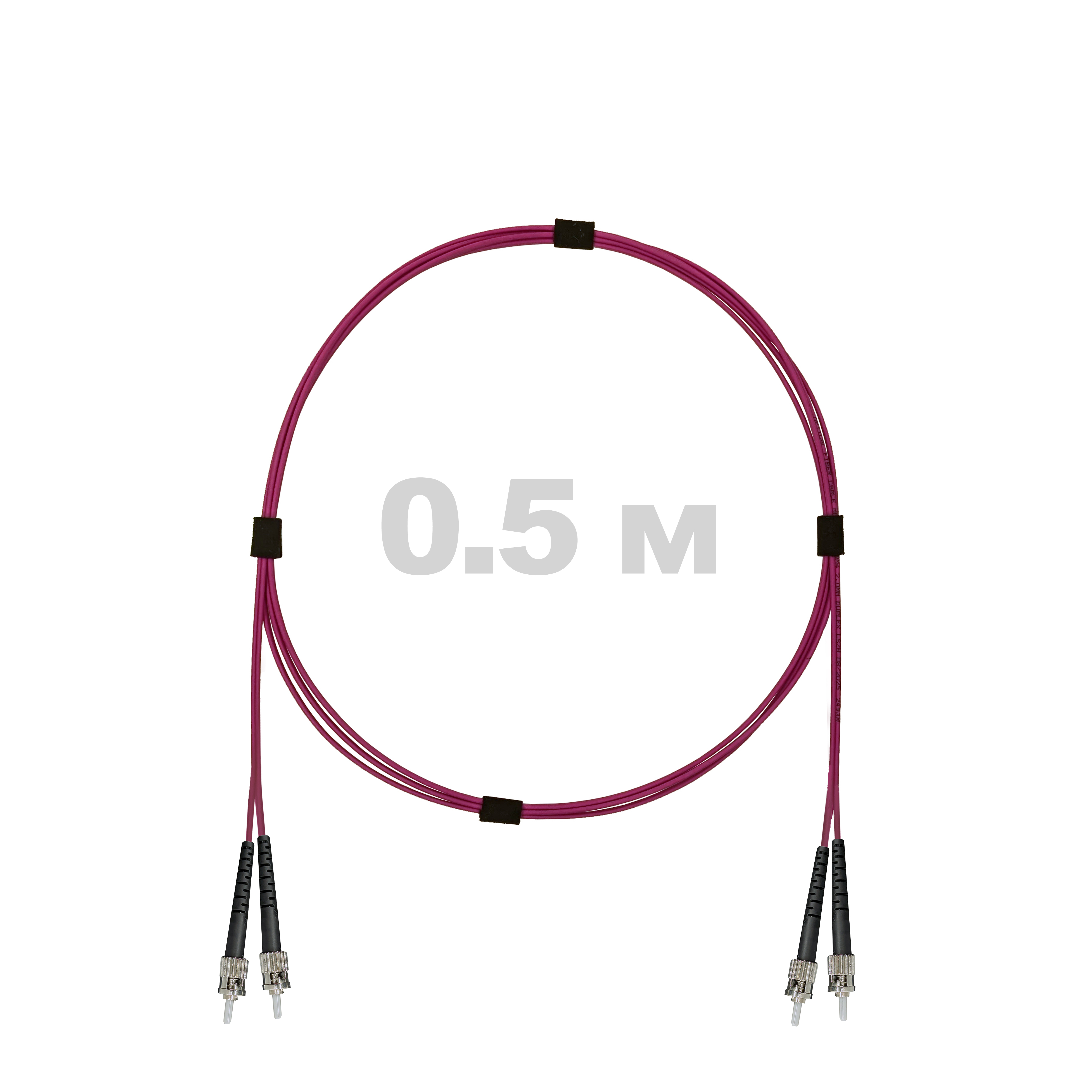 Патч-корд оптический ST/PC-ST/PC MM (OM4) 2mm duplex LSZH,  0.5 м.