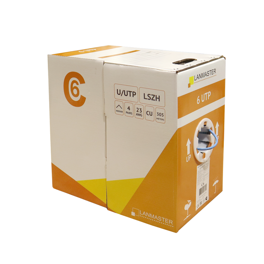 Кабель LANMASTER U/UTP, 4 пары, Кат. 6, с перегородкой, 550Mhz, LSZH, нг(A)-HF, фиолетовый, 305 м__