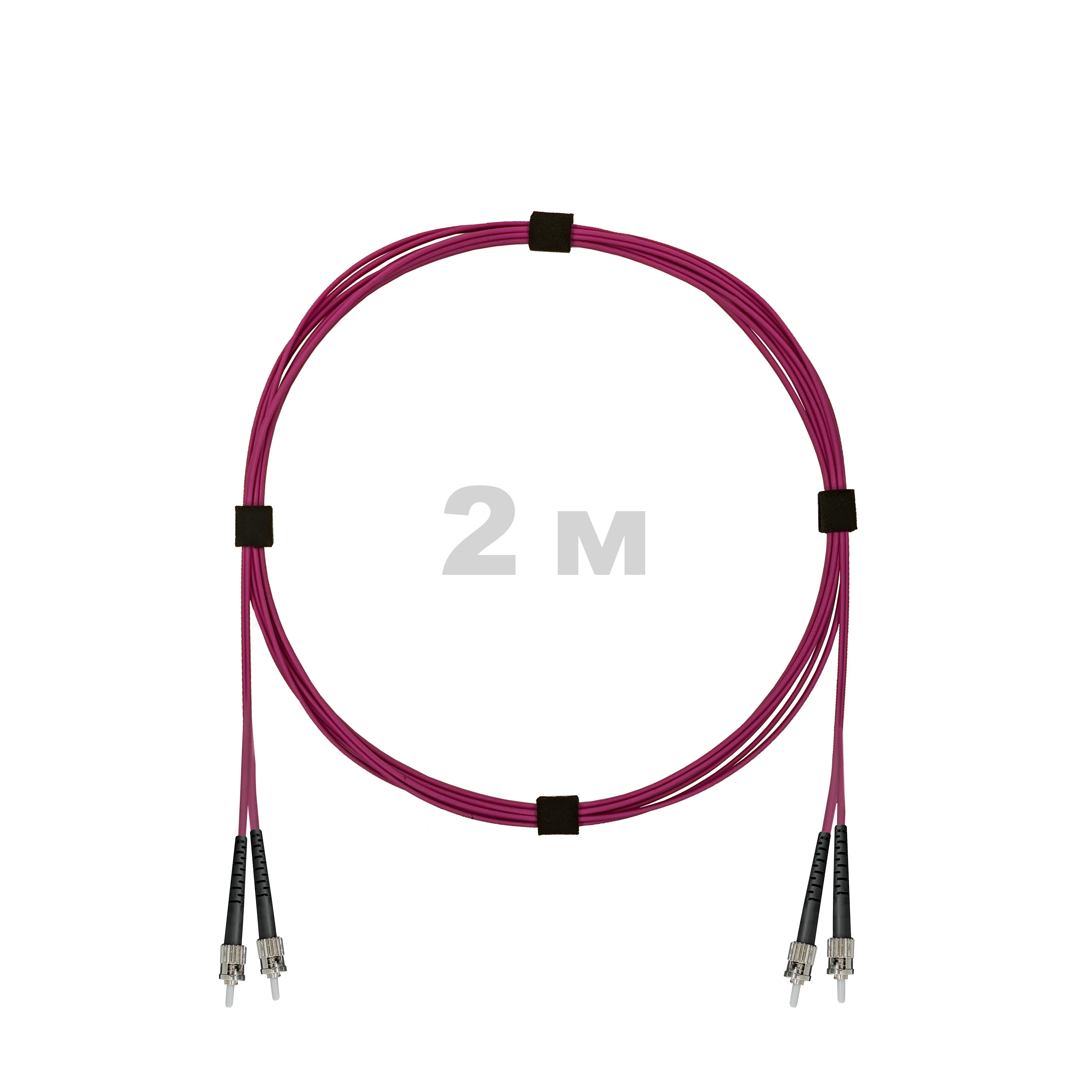 Патч-корд оптический ST/PC-ST/PC MM (OM4) 2mm duplex LSZH,  2 м.