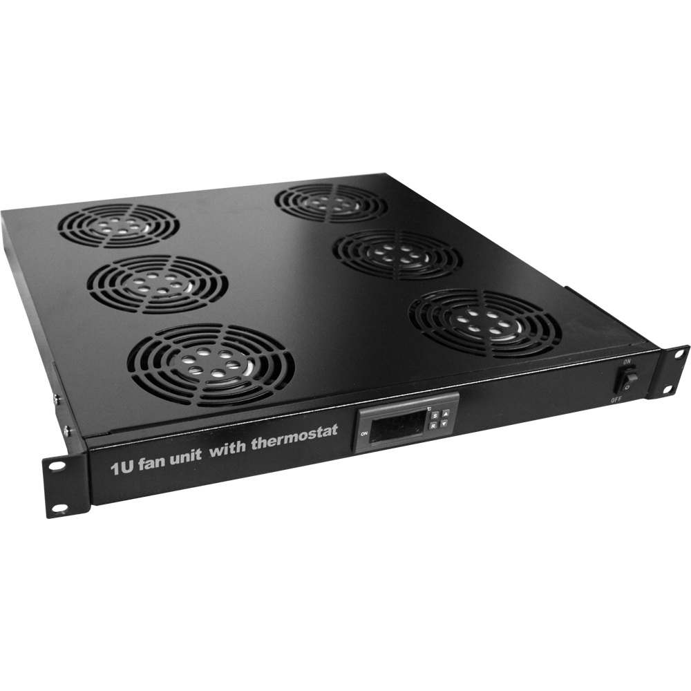 Блок 2-х вентиляторов 19", с подшипниками, с термостатом, 1U__