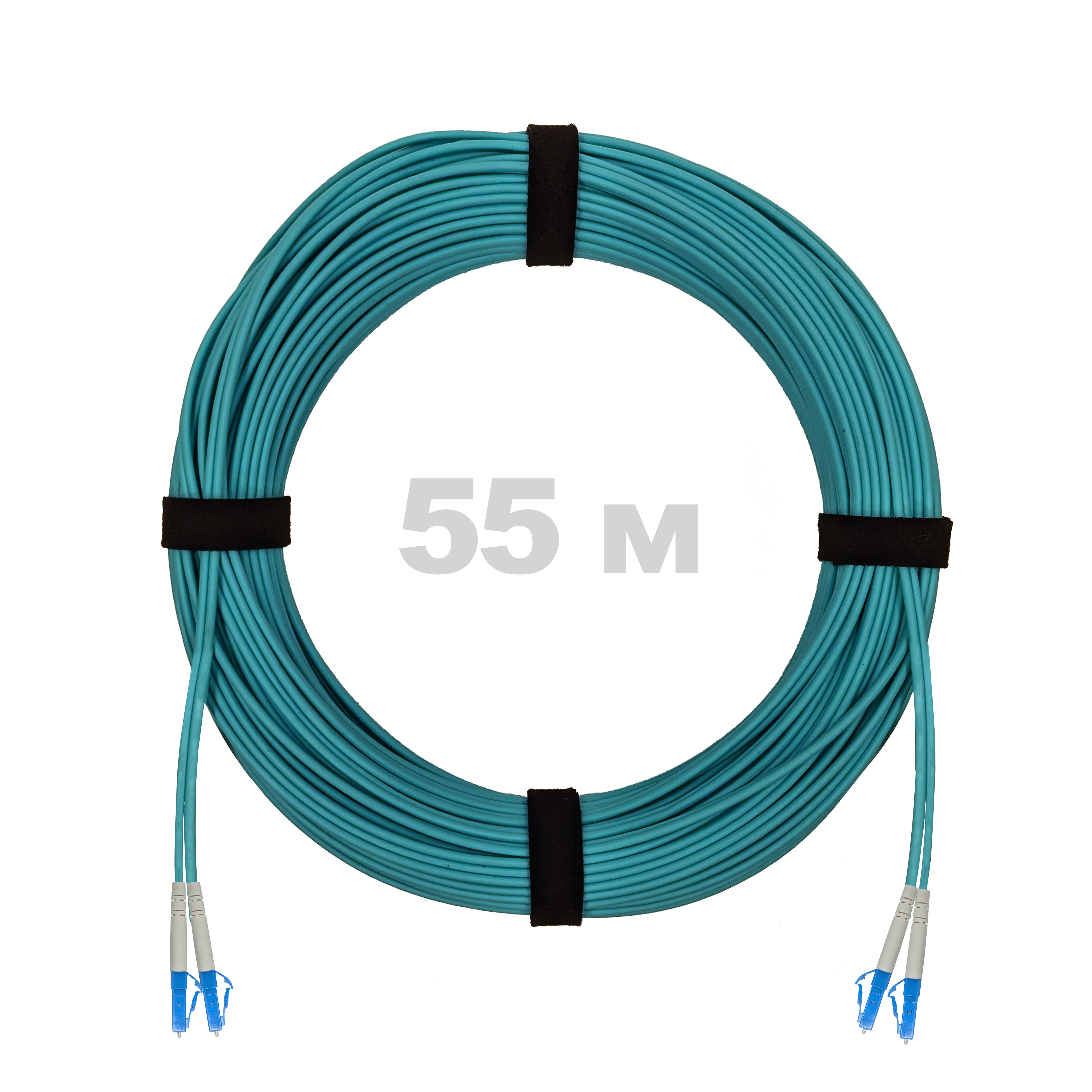 Патч-корд оптический LC/UPC-LC/UPC MM (OM3) 3mm duplex LSZH,  55 м.