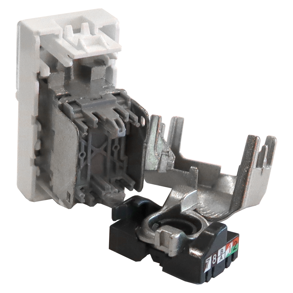 Вставка Mosaic 22.5x45, RJ-45 STP, кат.5e, со шторкой и увеличенным окном маркировки, белая__