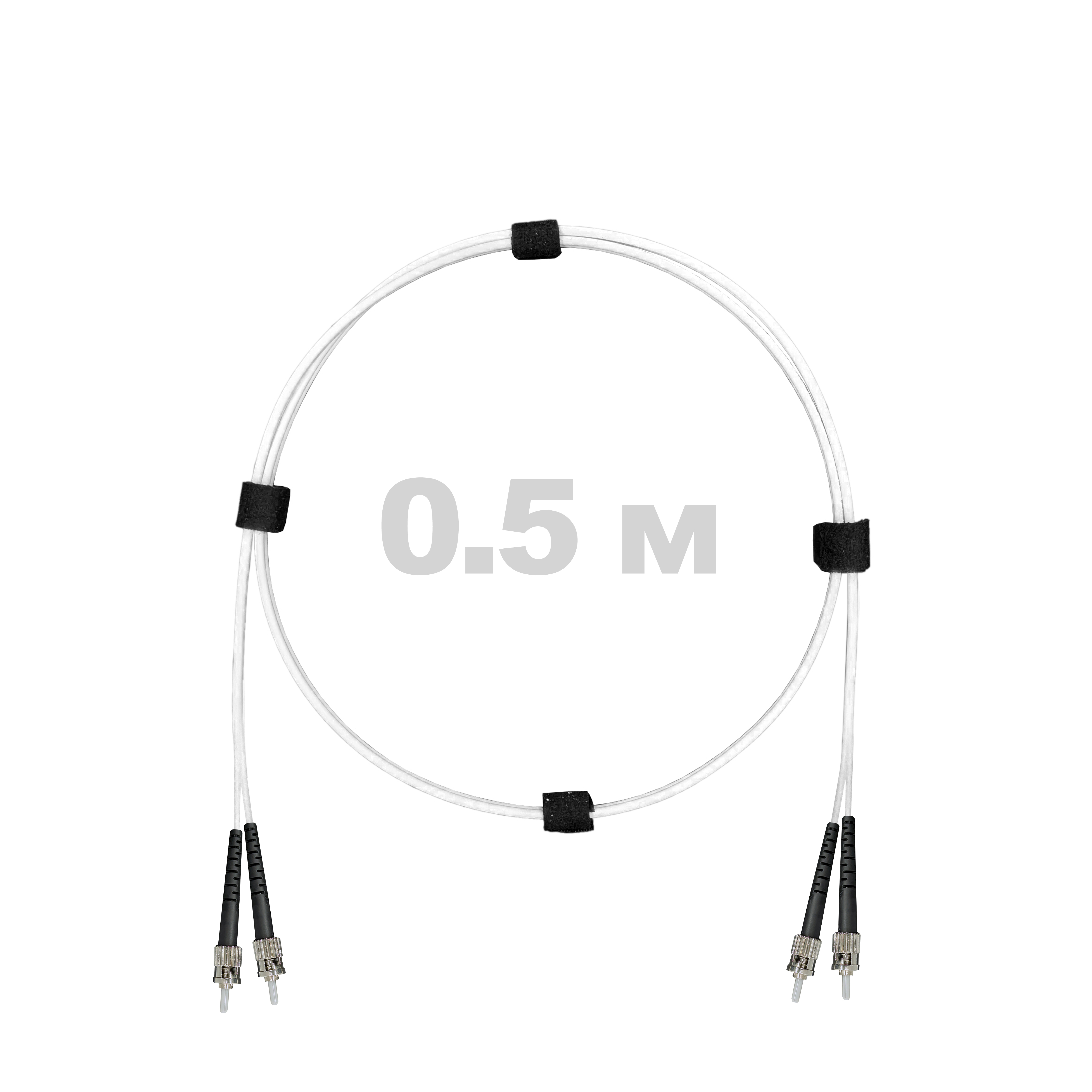 Патч-корд оптический армированный бронированный ST/PC-ST/PC SM (G.657A1) Duplex 3.0mm LSZH, ,белый, 0.5 м.