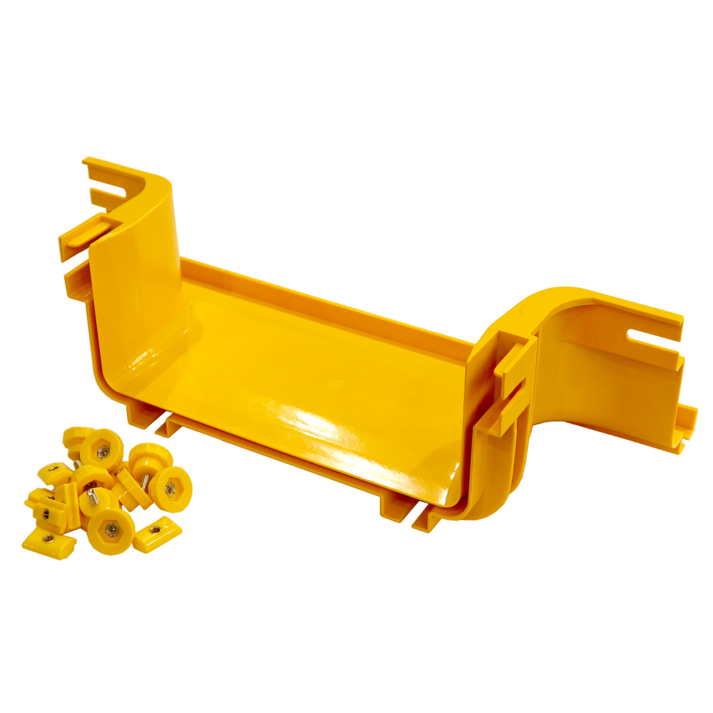 Боковой отвод на оптический лоток 240 мм, монтаж без соединителей, желтый