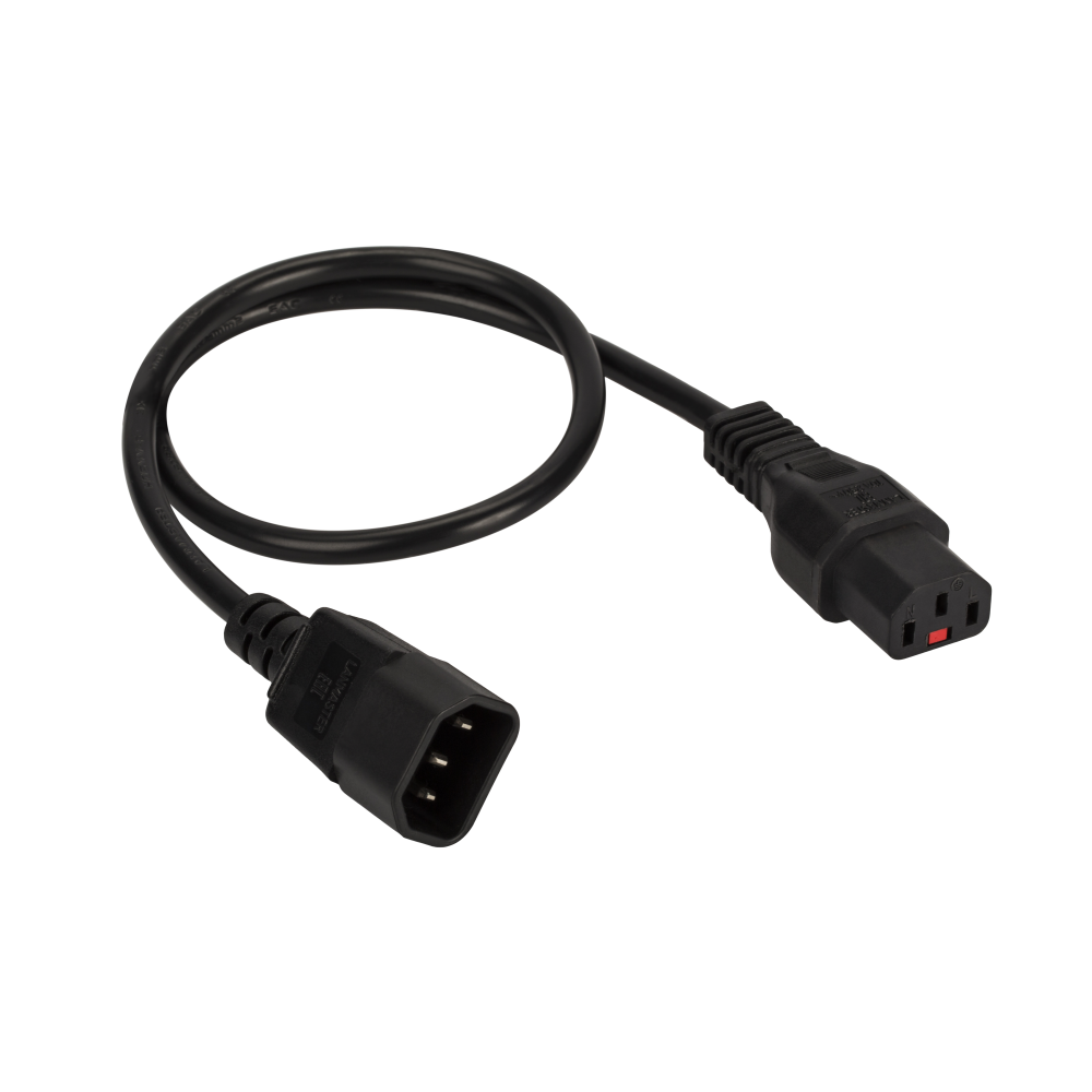 Шнур питания с блокировкой C13-C14, 3х0.75, 220В, 10А, черный, 2 метра
