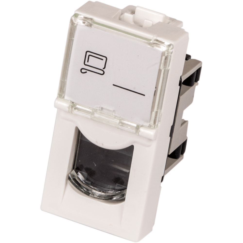Вставка Mosaic 22.5x45, RJ-45 UTP, кат.5e, со шторкой и увеличенным окном маркировки, белая