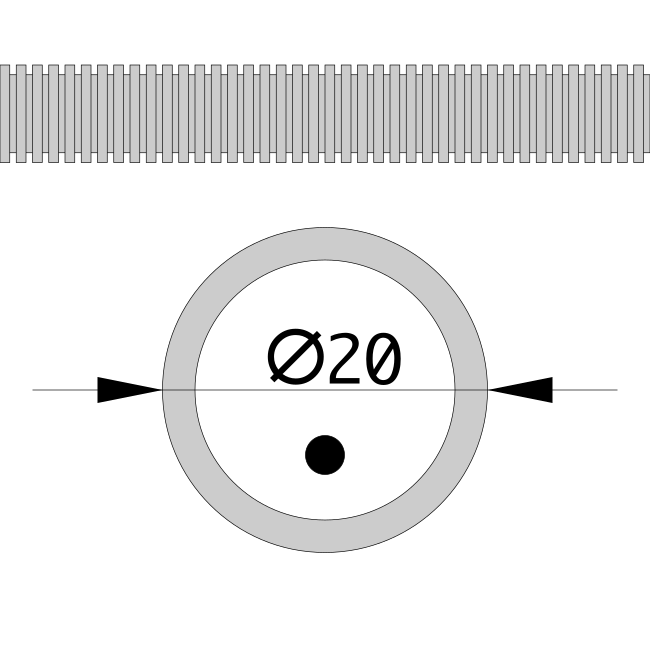 Труба гофрированная ПВХ легкая 350 Н серая с/з д20 (100м/4800м уп/пал) 