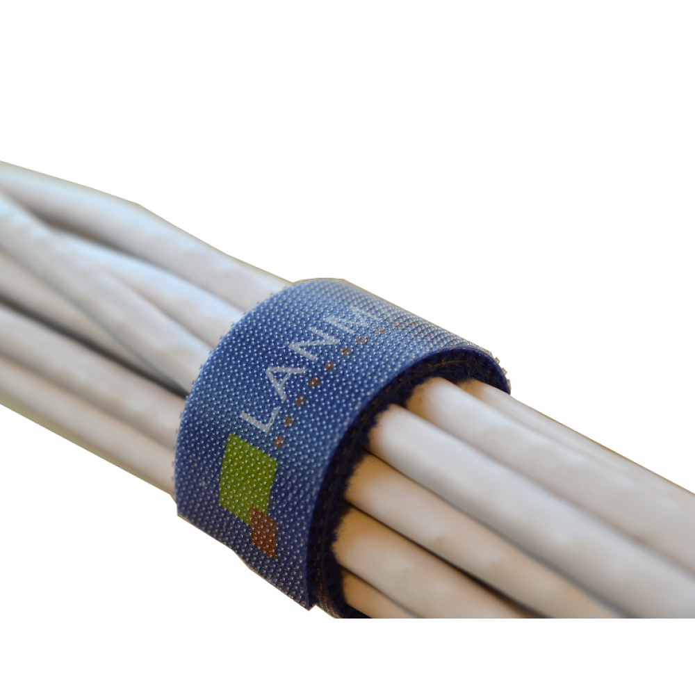 Хомут-липучка LANMASTER шириной 20 мм, 30 м, синий__