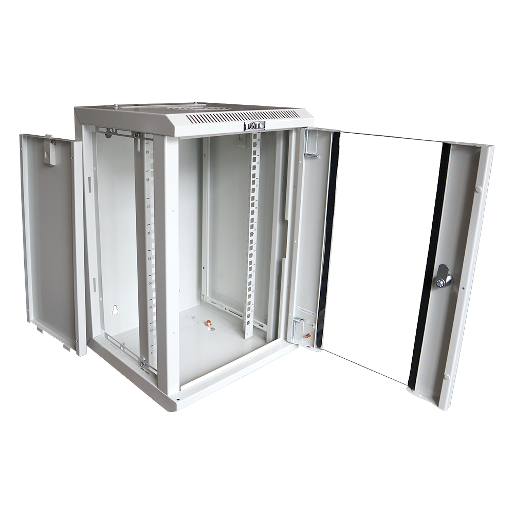 Шкаф настенный 10", 12U 312x300, стеклянная дверь, серый, установочный размер 236 мм__