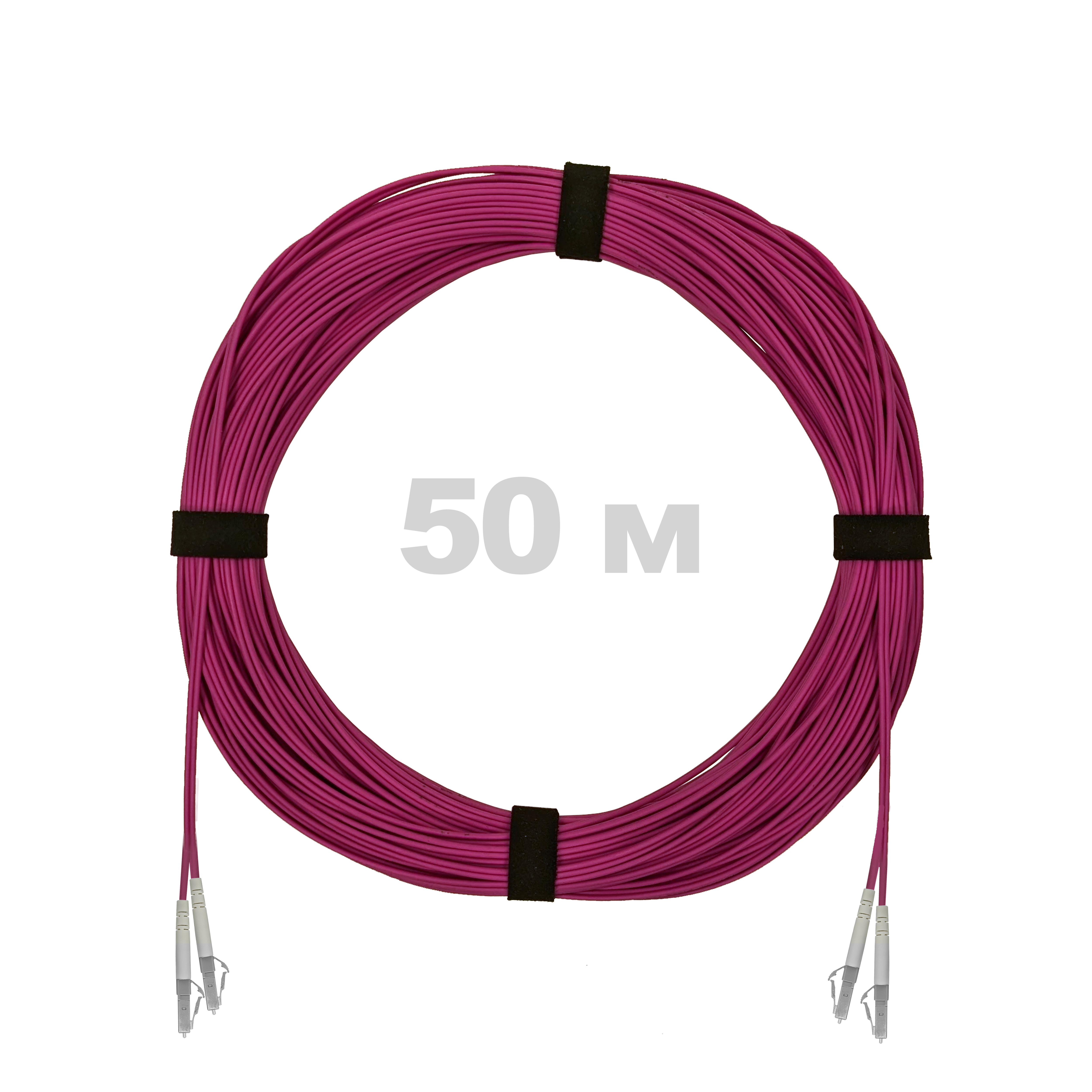 Патч-корд оптический LC/UPC-LC/UPC MM (OM4) 2mm duplex LSZH,  50 м.
