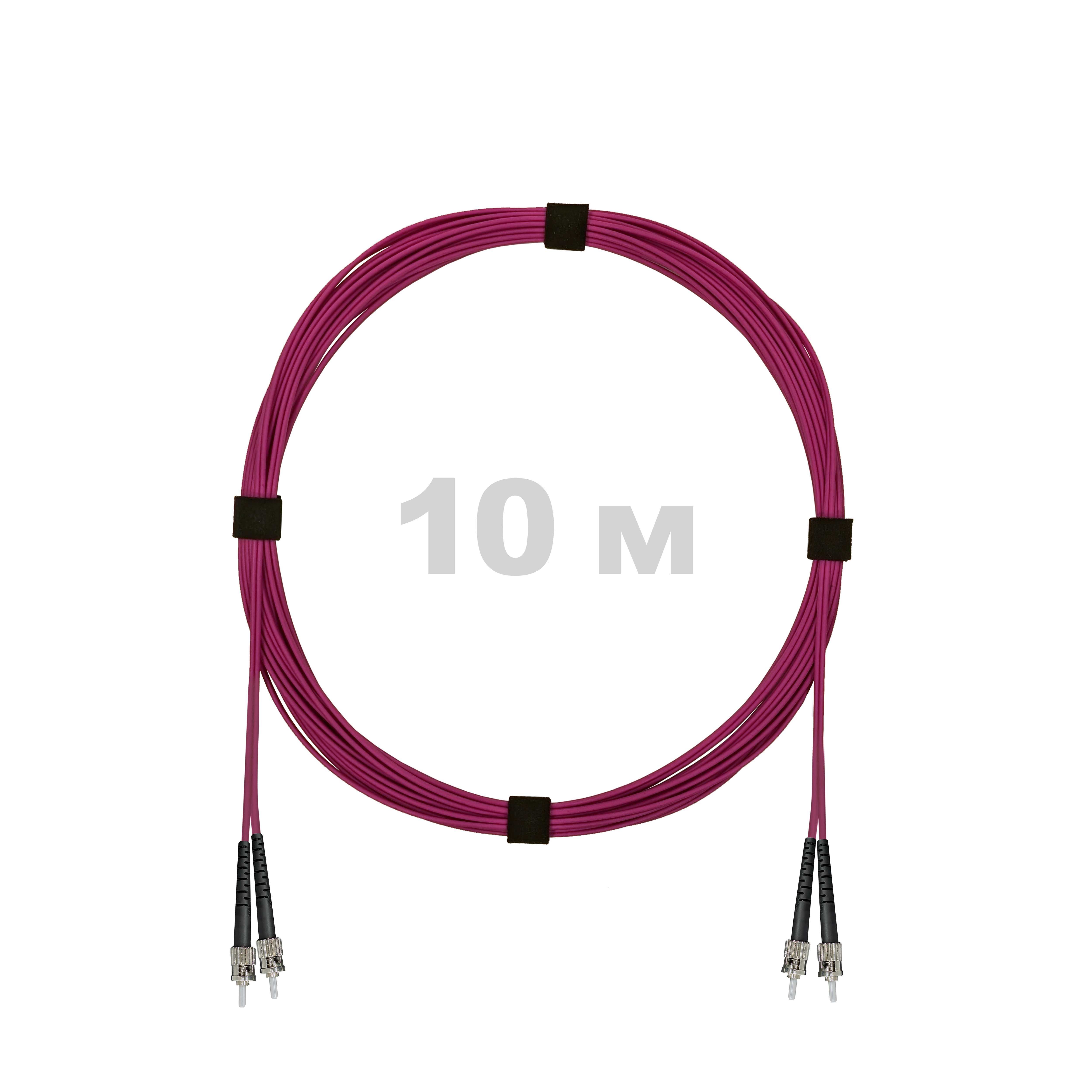 Патч-корд оптический ST/PC-ST/PC MM (OM4) 2mm duplex LSZH,  10 м.