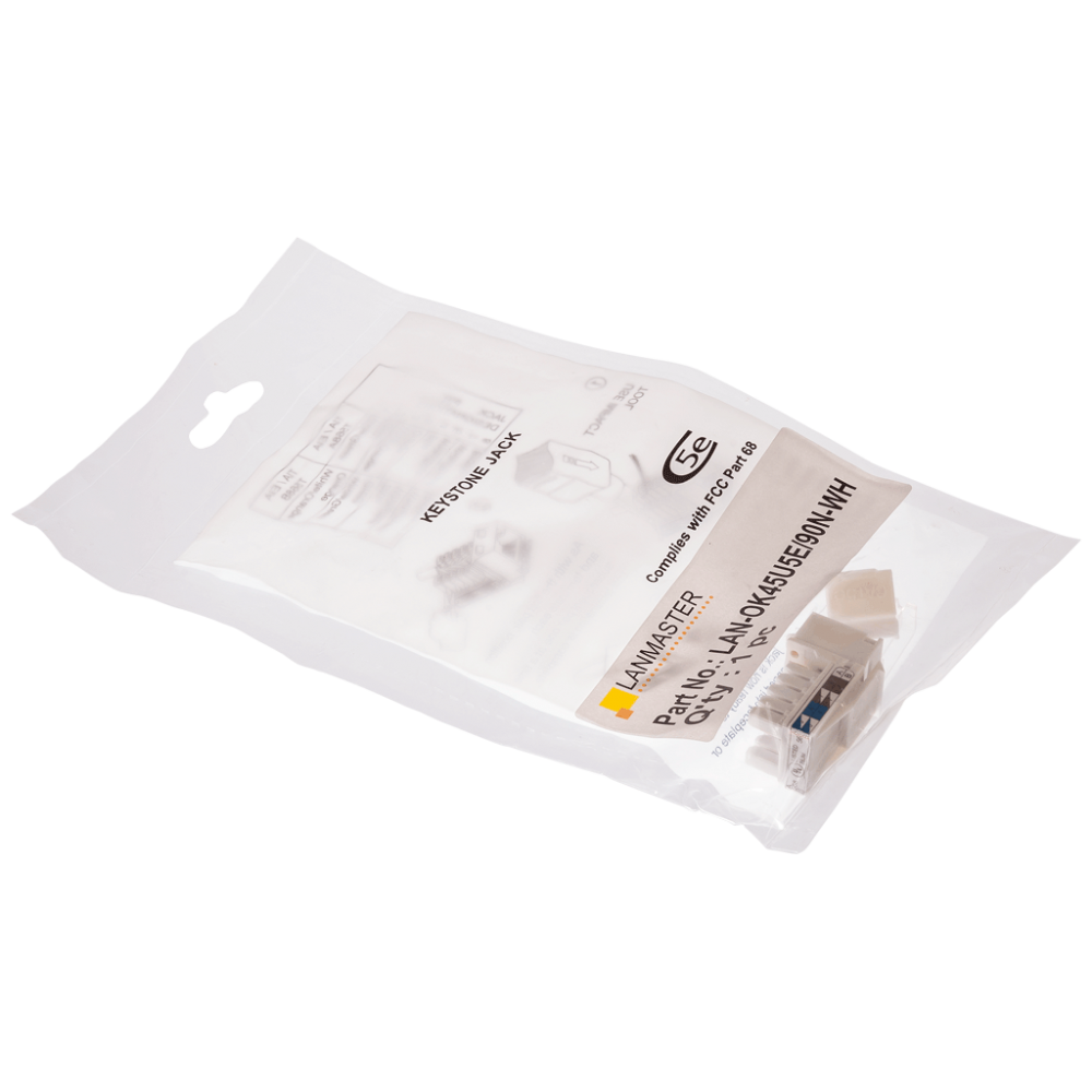 Модуль Keystone, RJ45, кат.5E, UTP, 90 градусов, узкий, со шторкой, белый__