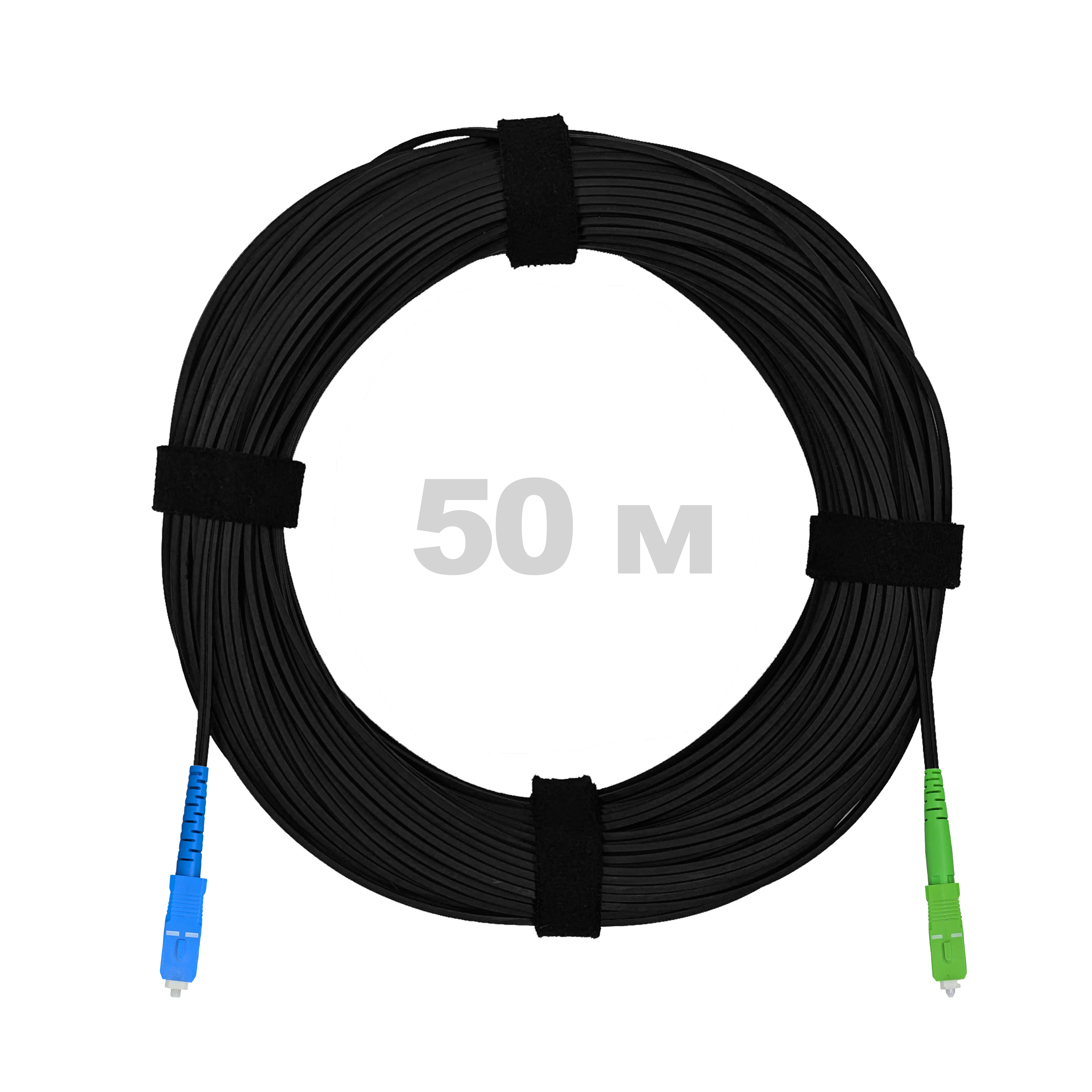 Патч-корд оптический FTTH, диэлектрик FRP, G.657, LSZH, SC/APC-SC/UPC, черный 50 м