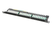 Патч-панель UTP высокой плотности 19" (0,5U), 24 порта, RJ-45, категория 5e, Dual IDC, с задним кабельным организатором, TWIST