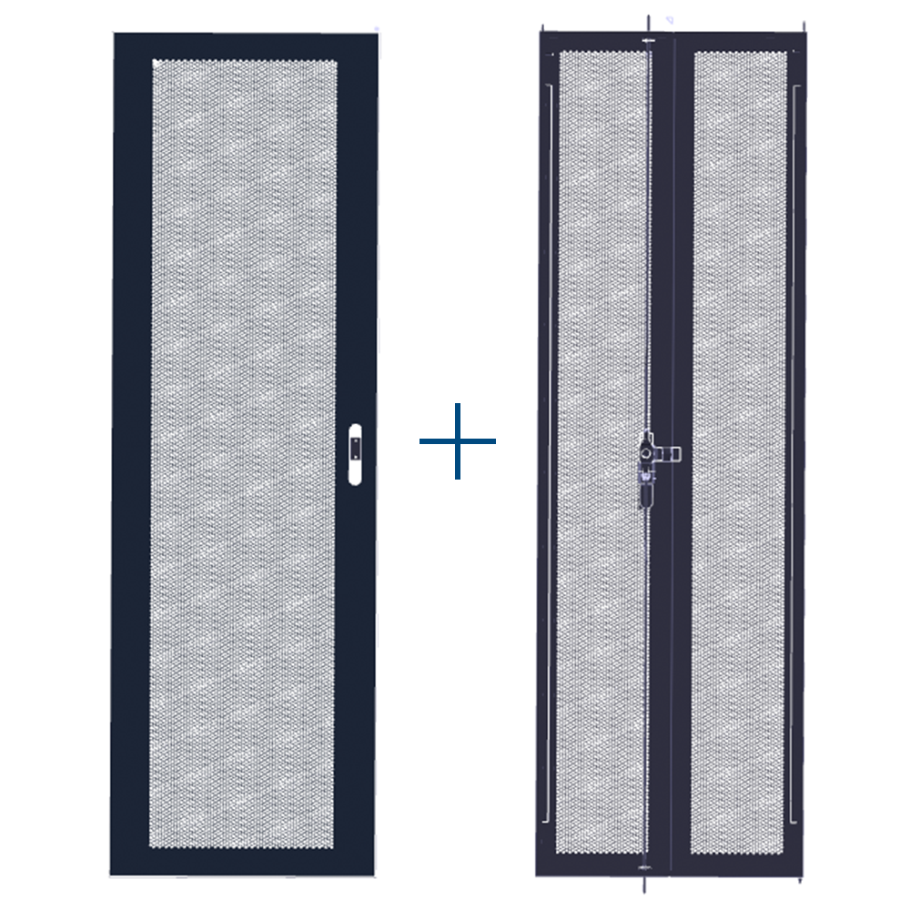 Комплект дверей 47U, 800 мм, черный, передняя - перфорированная, задняя - распашная перфорированная