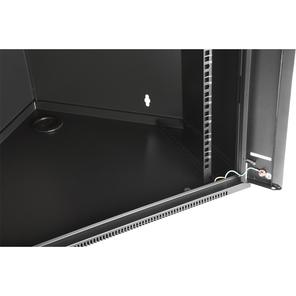 Шкаф настенный угловой, 4U 600x600, стеклянная дверь, черный__