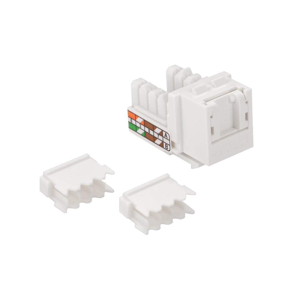Модуль Keystone, RJ45, кат.5E, UTP, 90 градусов, со встроенной шторкой, белый