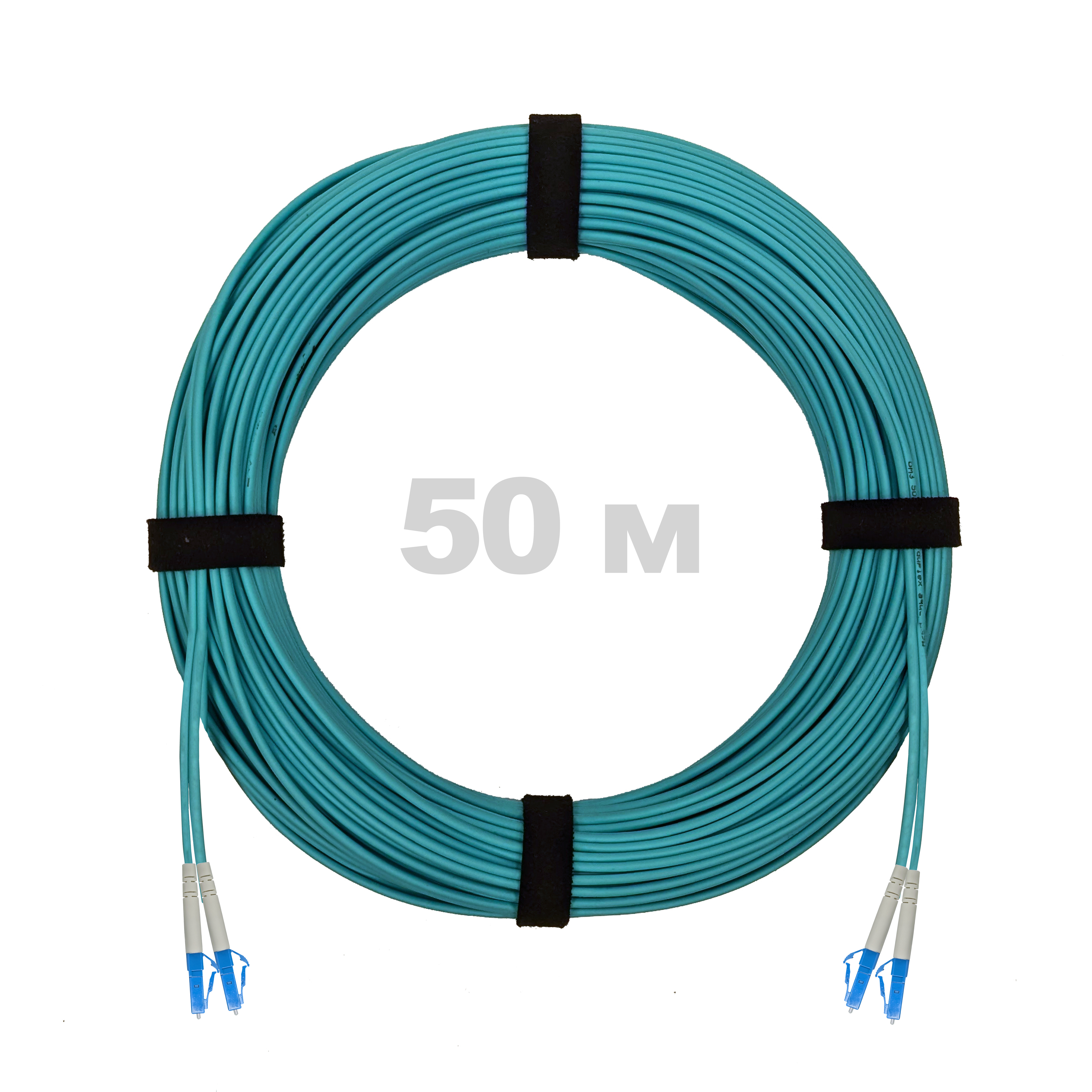 Патч-корд оптический LC/UPC-LC/UPC MM (OM3) 3mm duplex LSZH,  50 м.