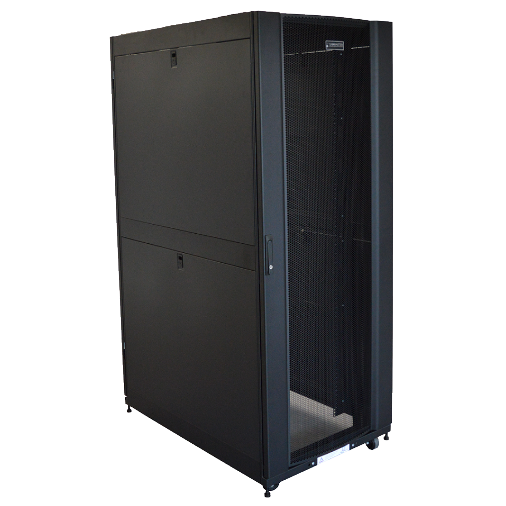 Шкаф LANMASTER DC 42U 800x1070 мм, с перфорированными дверьми, без боковых панелей, черный