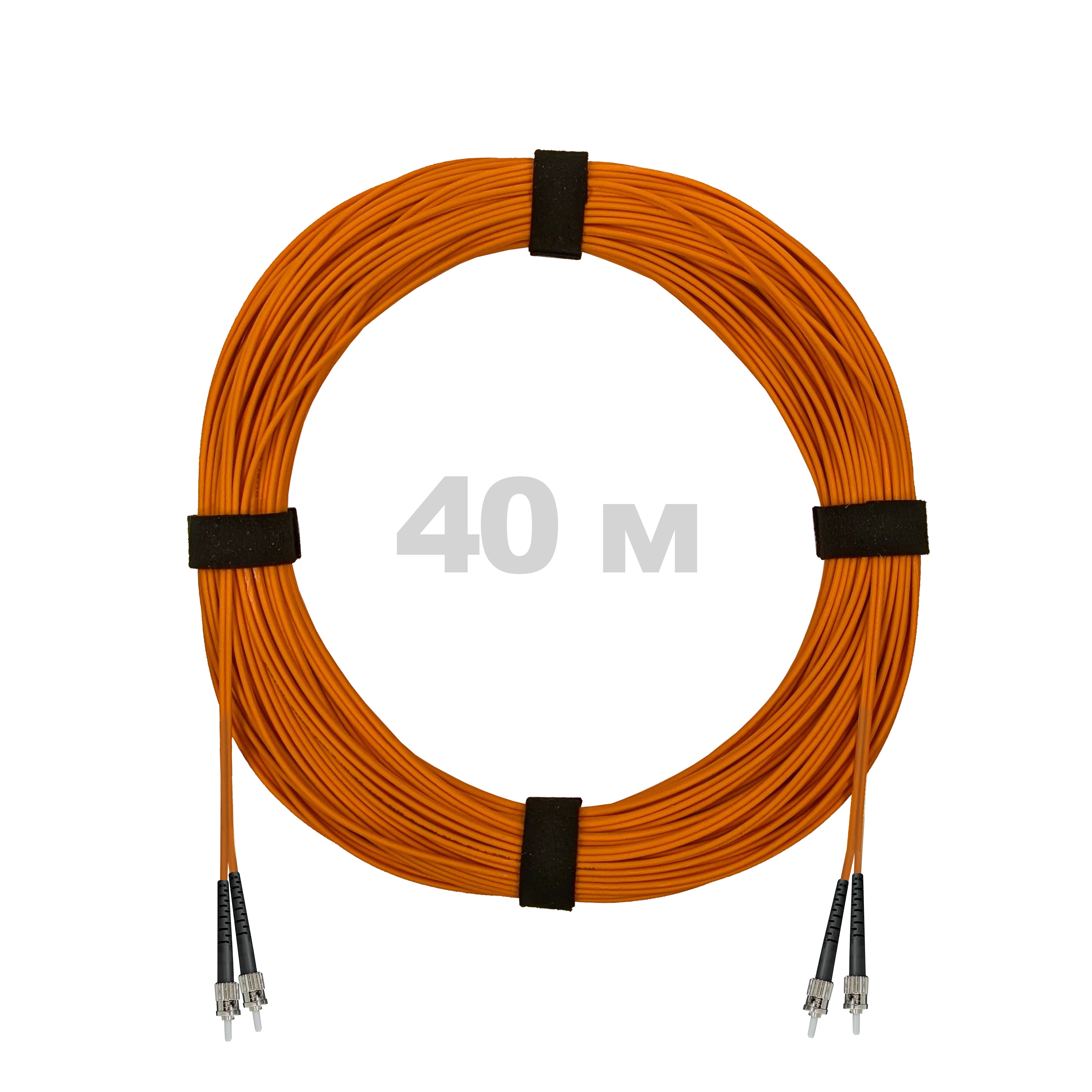 Патч-корд оптический ST/PC-ST/PC MM (OM2) 3mm duplex LSZH,  40 м.