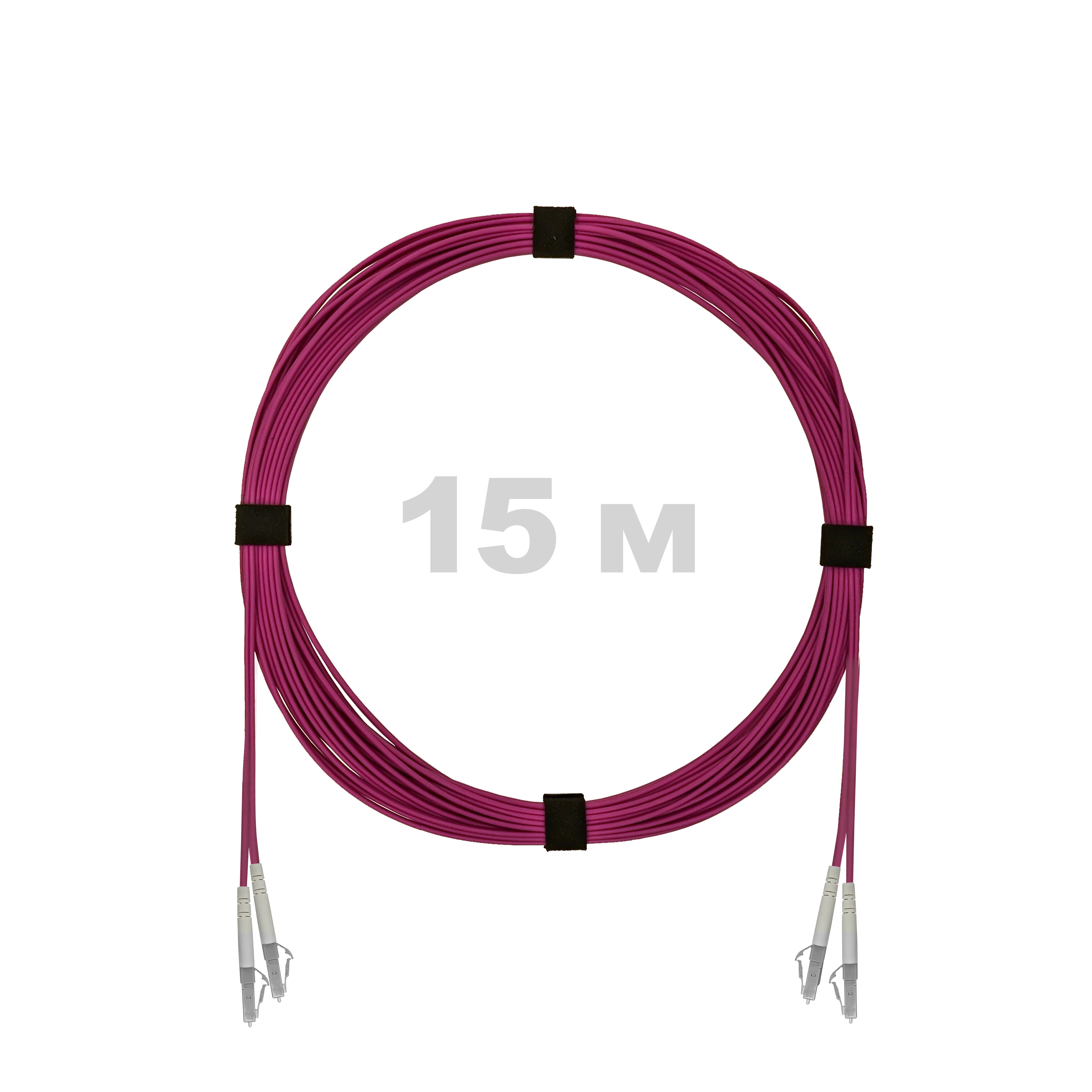 Патч-корд оптический LC/UPC-LC/UPC MM (OM4) 3mm duplex LSZH,  15 м.