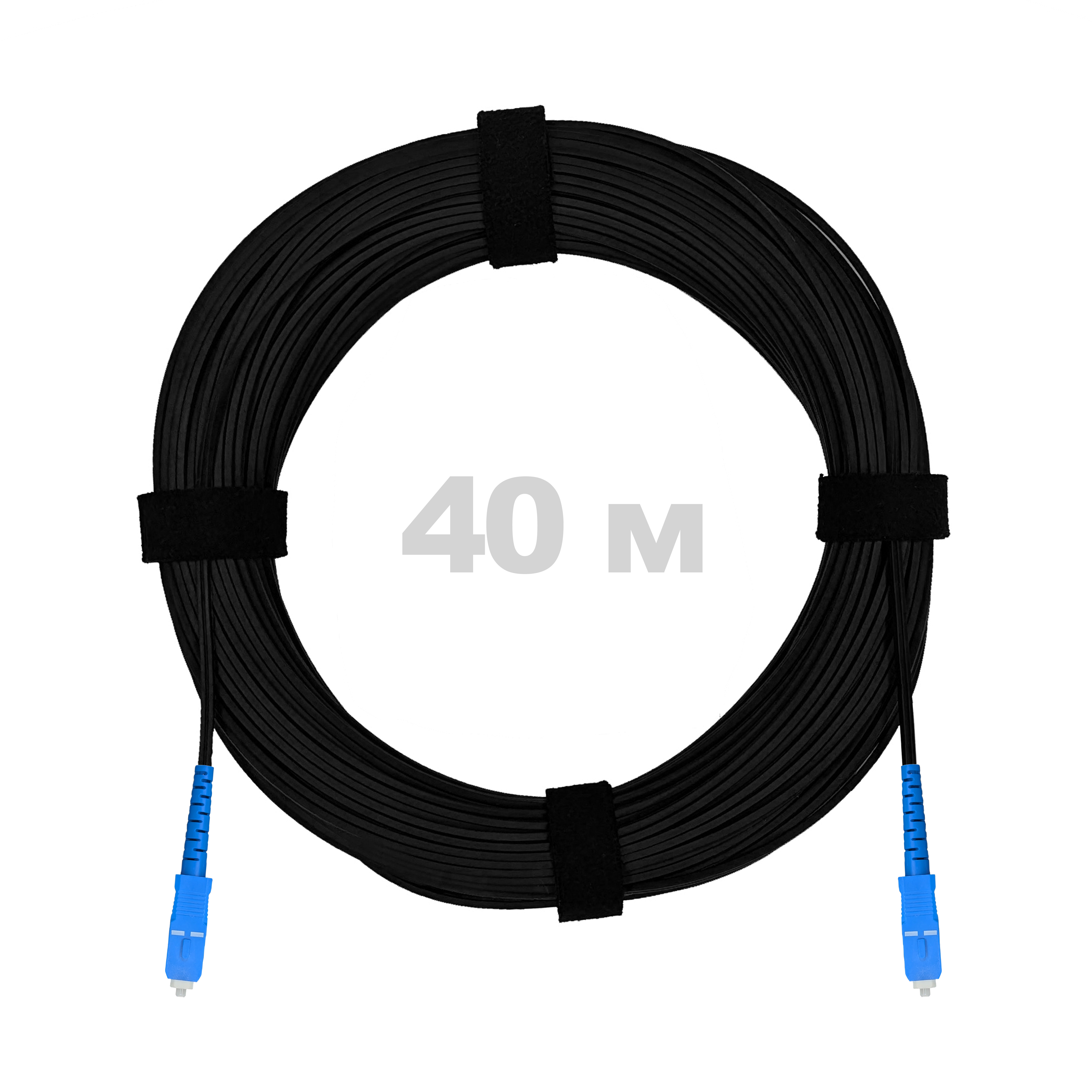 Патч-корд оптический FTTH, диэлектрик FRP, G.657, LSZH, 2x SC/UPC, черный 40 м
