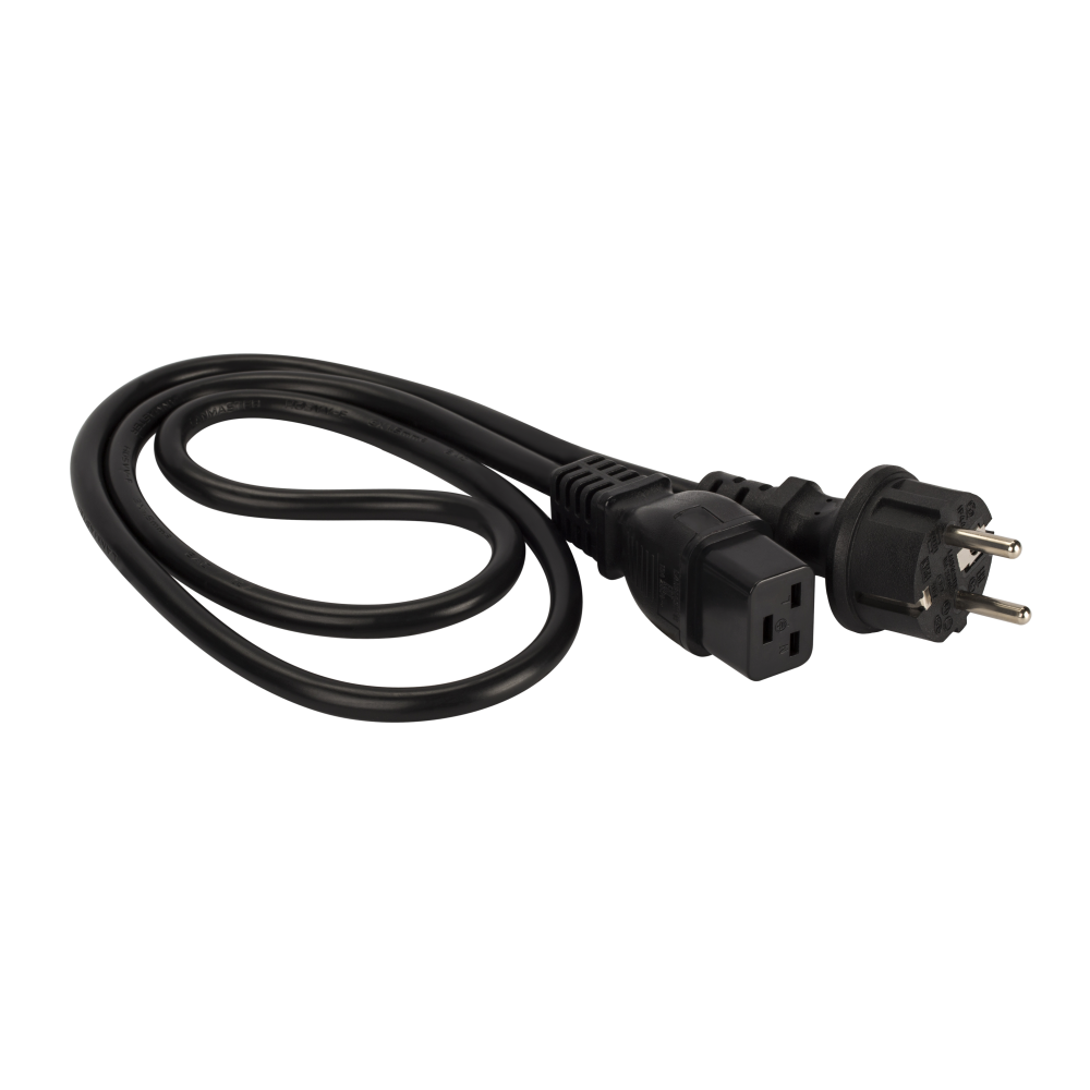 Шнур питания C19-Schuko прямая, 3х1.5, 220В, 16А, черный, 3 метра