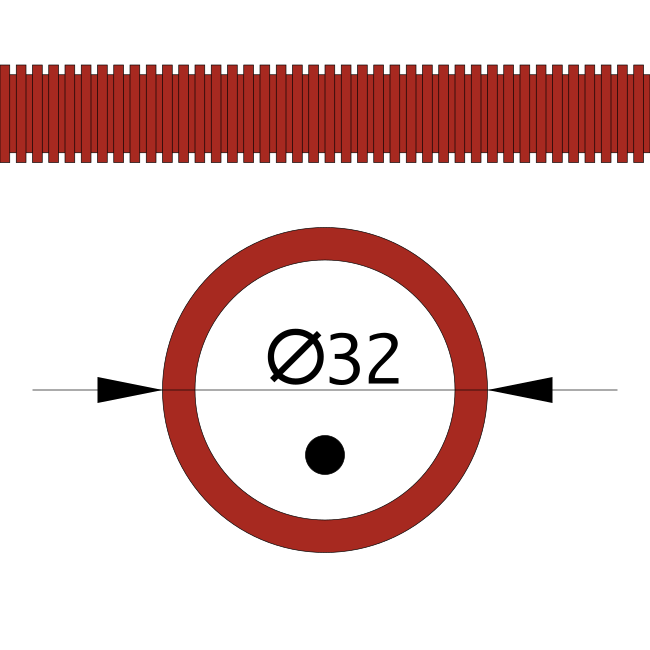 Труба гофрированная ПНД защитная для МПТ (пешель) красная д32/24.3 (25м/1375м уп/пал)