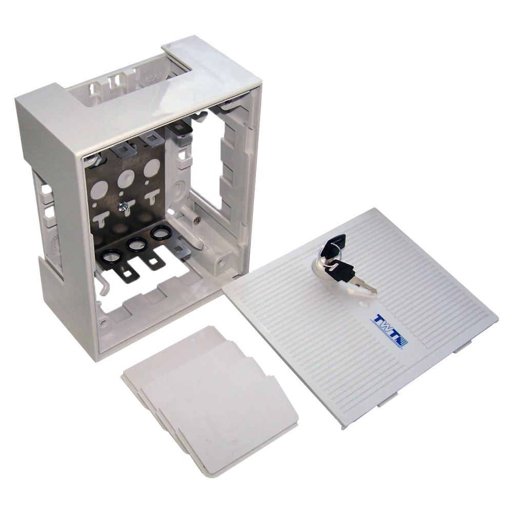 Настенный распределительный бокс, 10 плинтов, 100 пар, пластик, с замком__