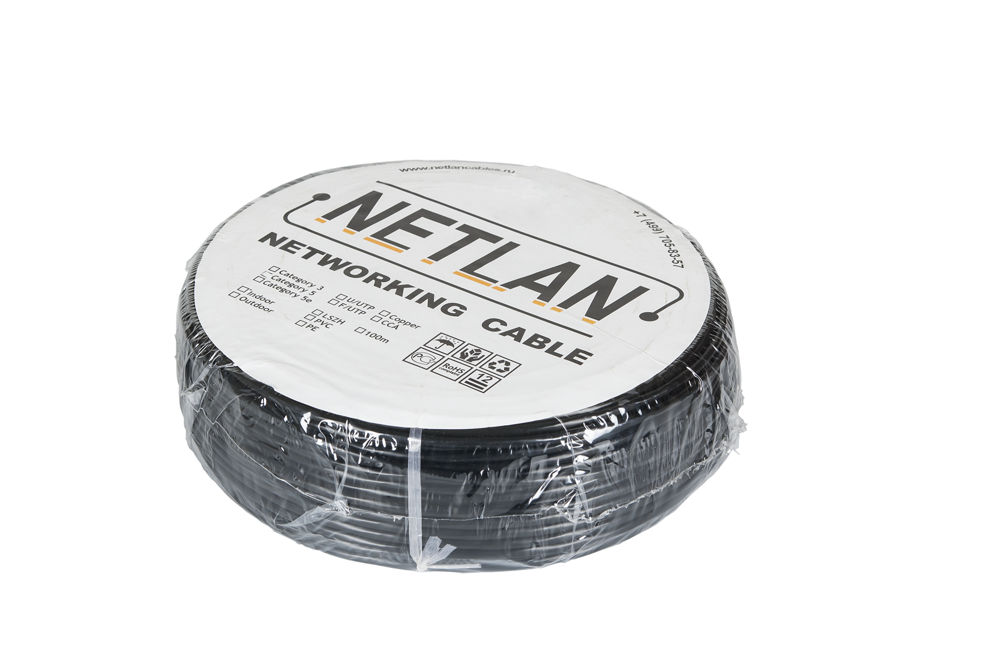 Кабель F/UTP 4 пары, Кат.5е, медный, внешний, PE, черный, 100м/305м__